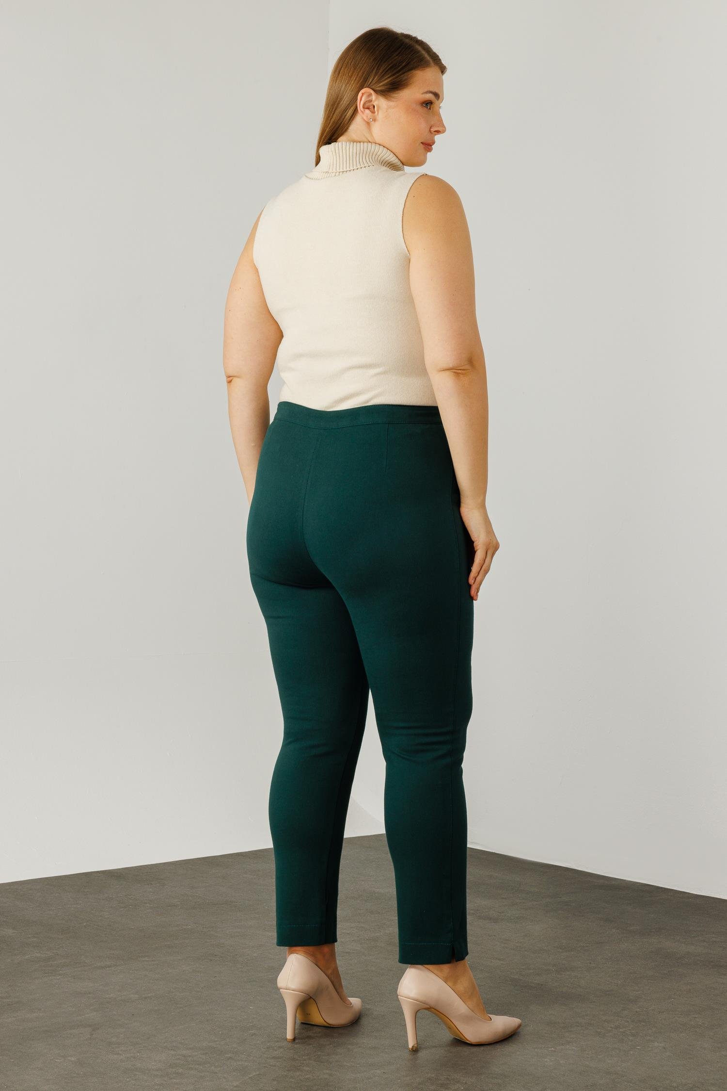 Modailgi  Beli Lastikli Yan Cep Kanvas Pantolon Zümrüt