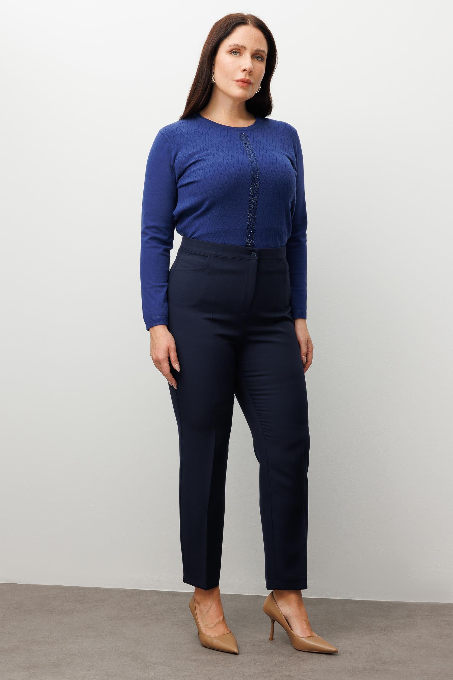 Modailgi  Beli Lastikli Yan Cep Pantolon Lacivert