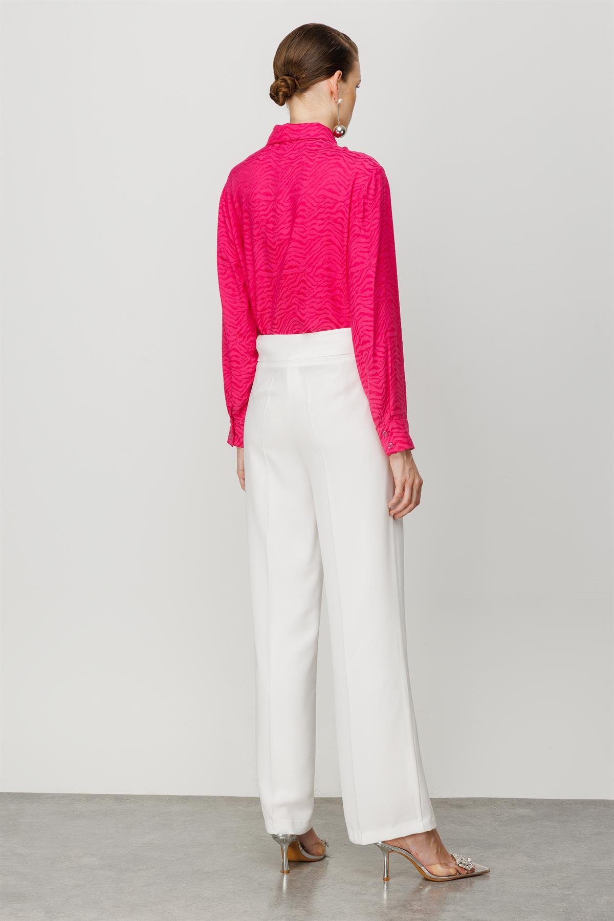 Modailgi  Beli Metal Toka Detaylı Pantolon Ekru