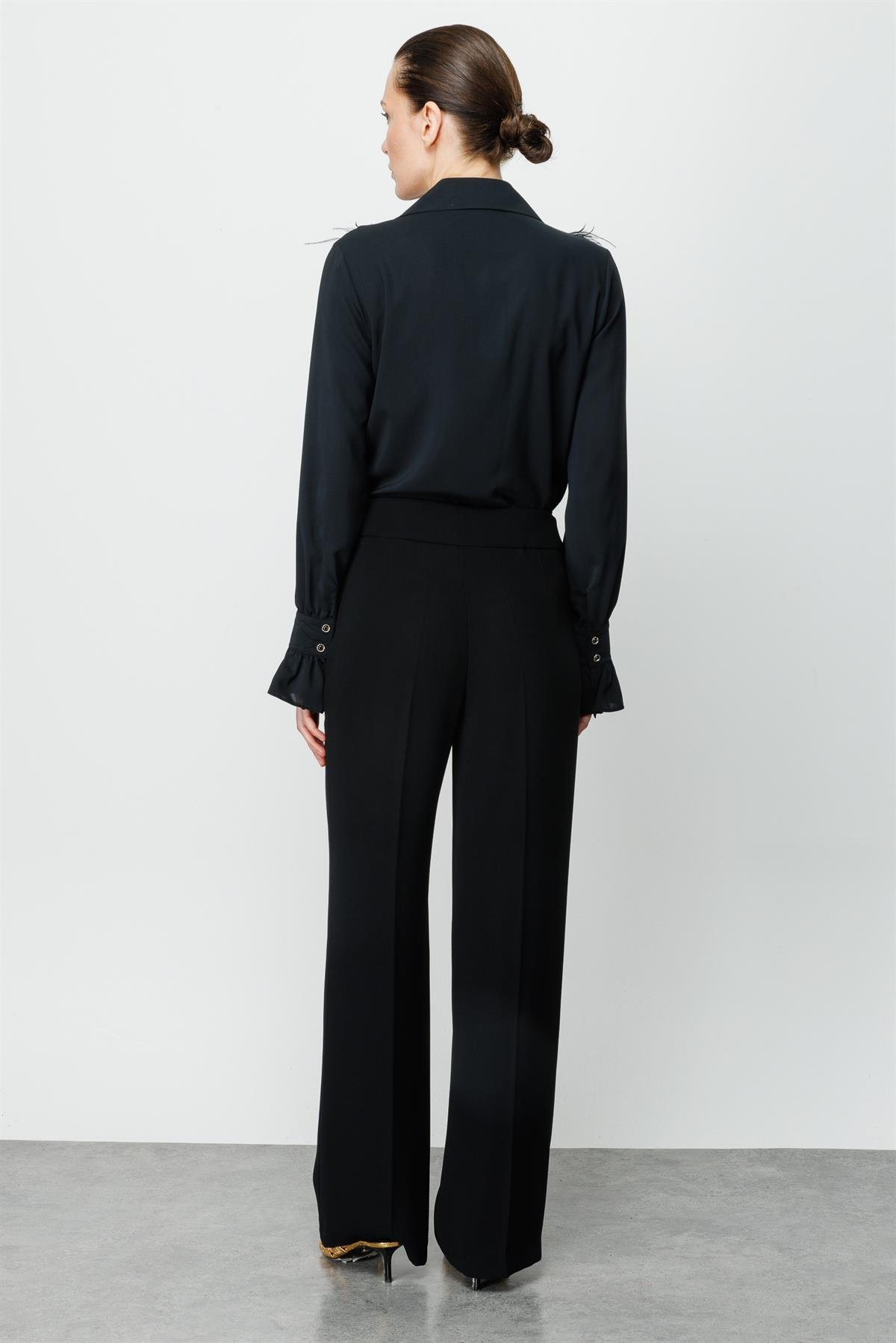 Modailgi  Beli Metal Toka Detaylı Pantolon Siyah