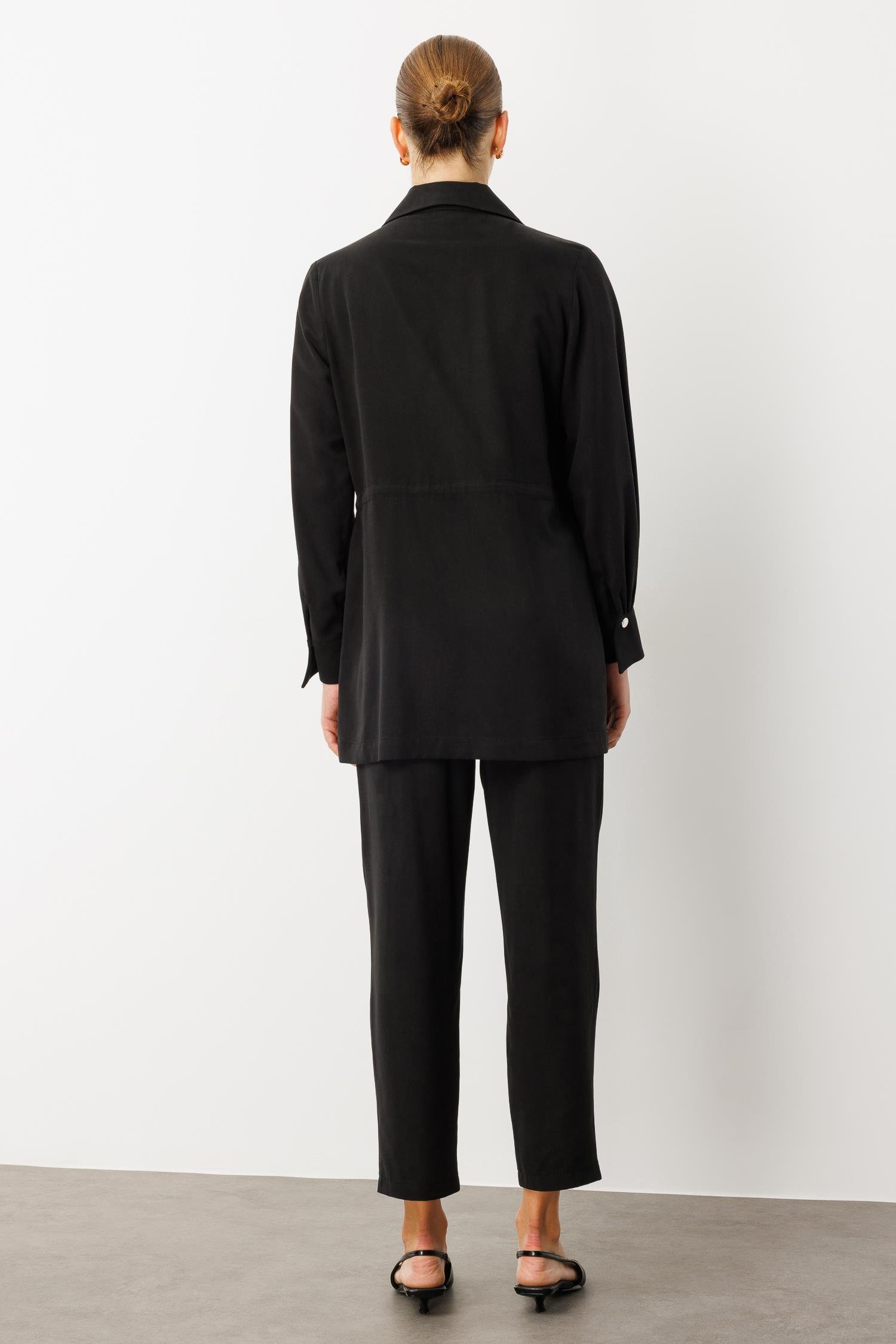 Modailgi  Beli Tünel Bağlama Rüzgarlık Detaylı ve Taşlı Tunik - 40040 Siyah