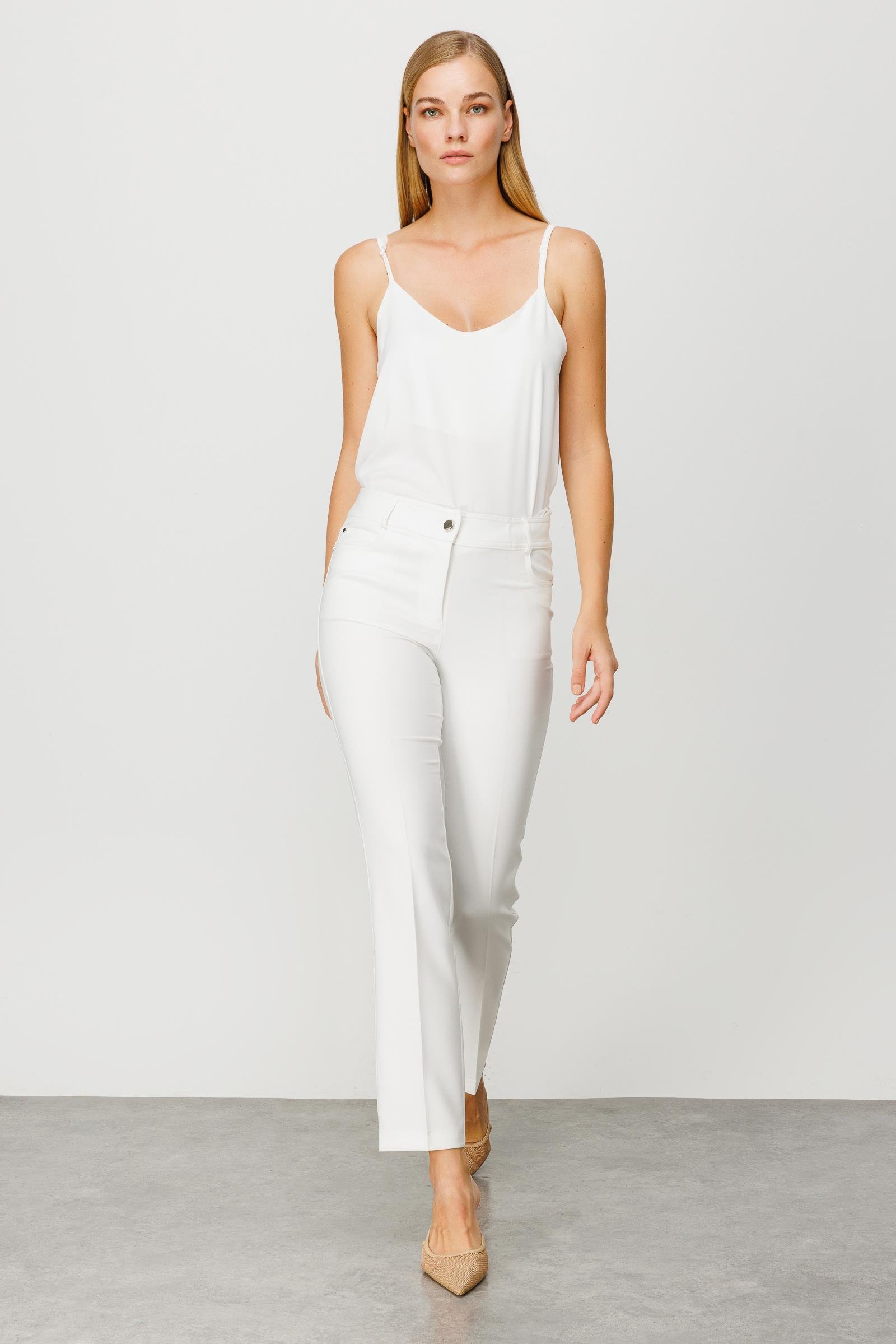 Modailgi  Beş Cep Dar Paça Pantolon Ekru