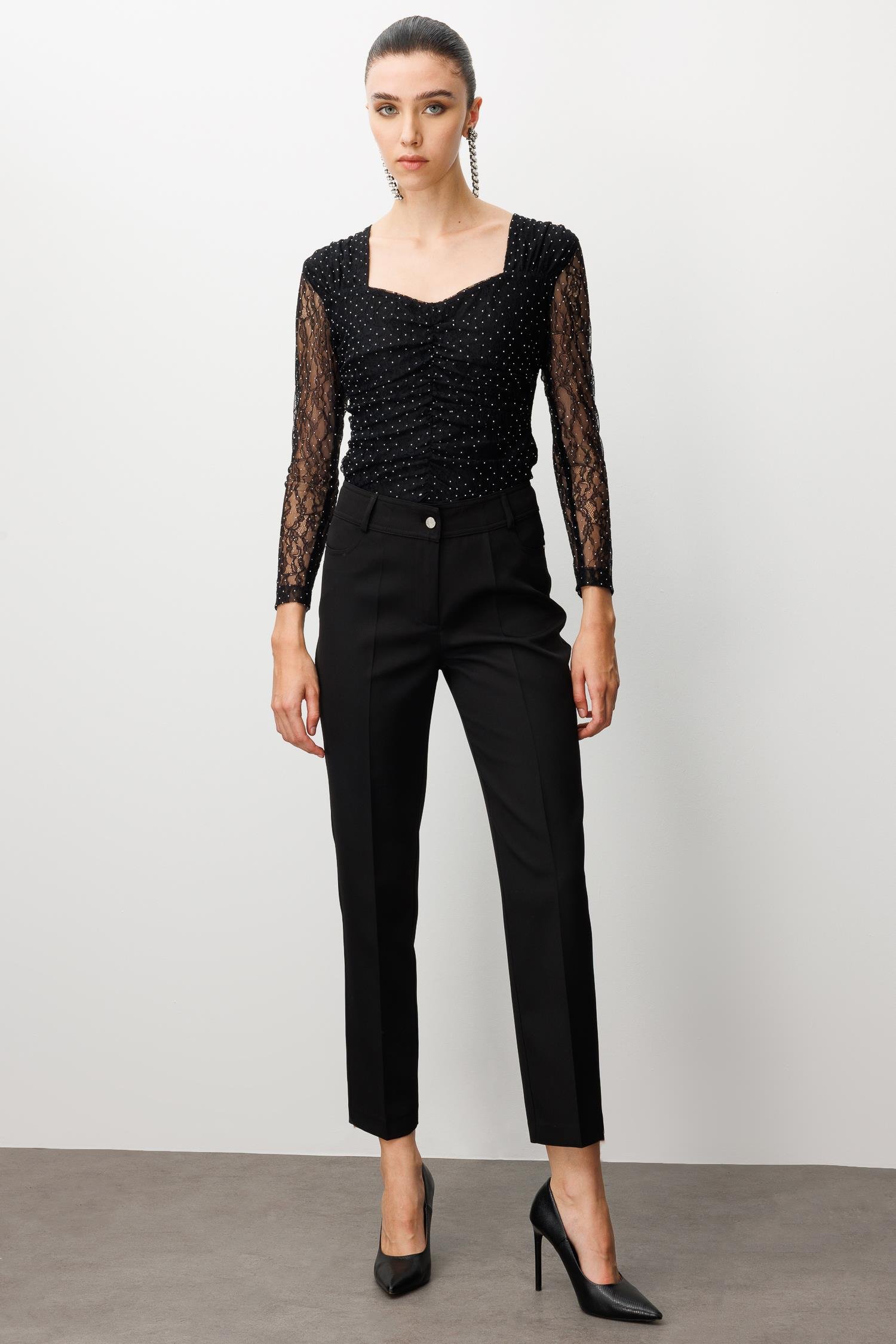 Modailgi  Beş Cep Dar Paça Pantolon Siyah