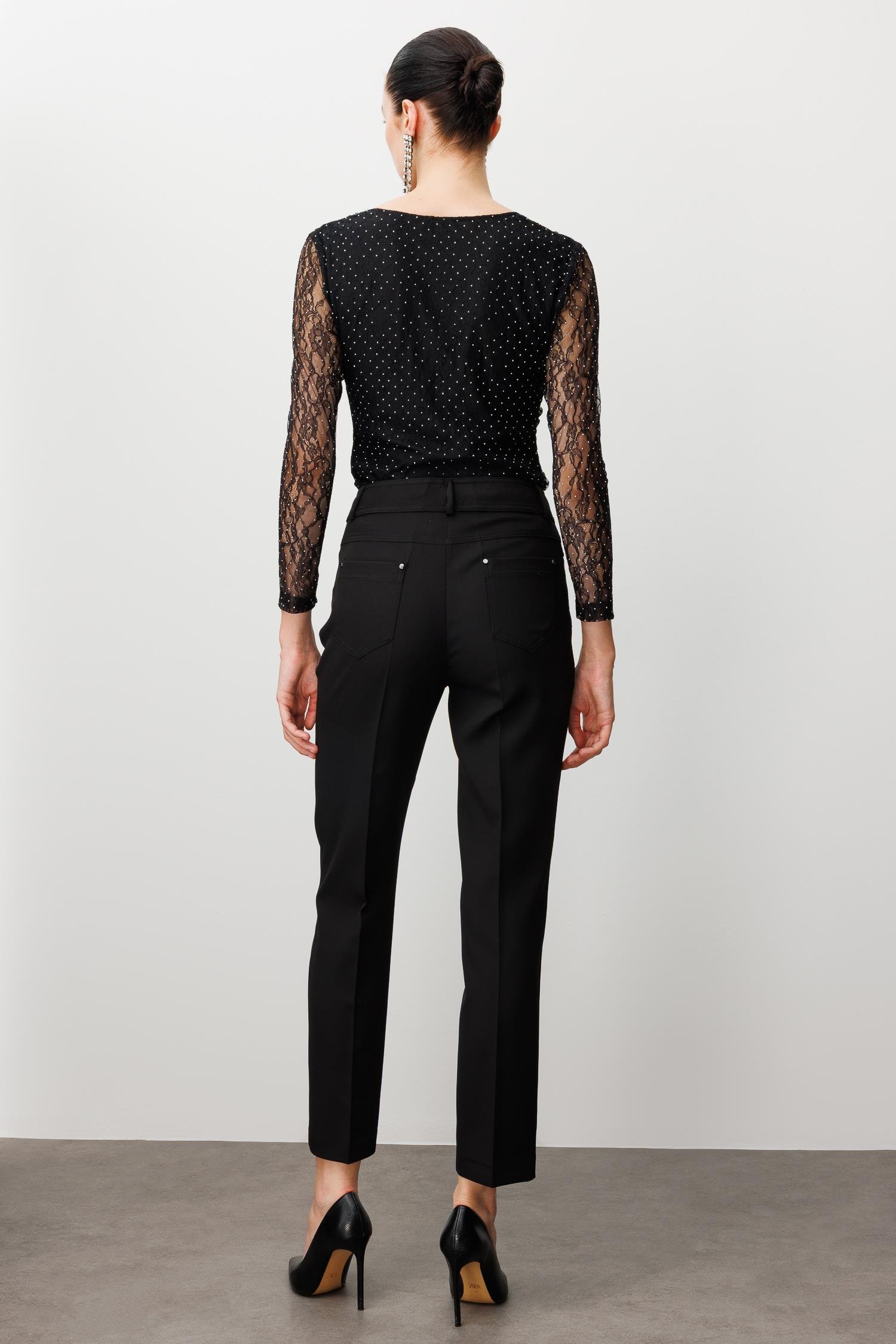 Modailgi  Beş Cep Dar Paça Pantolon Siyah