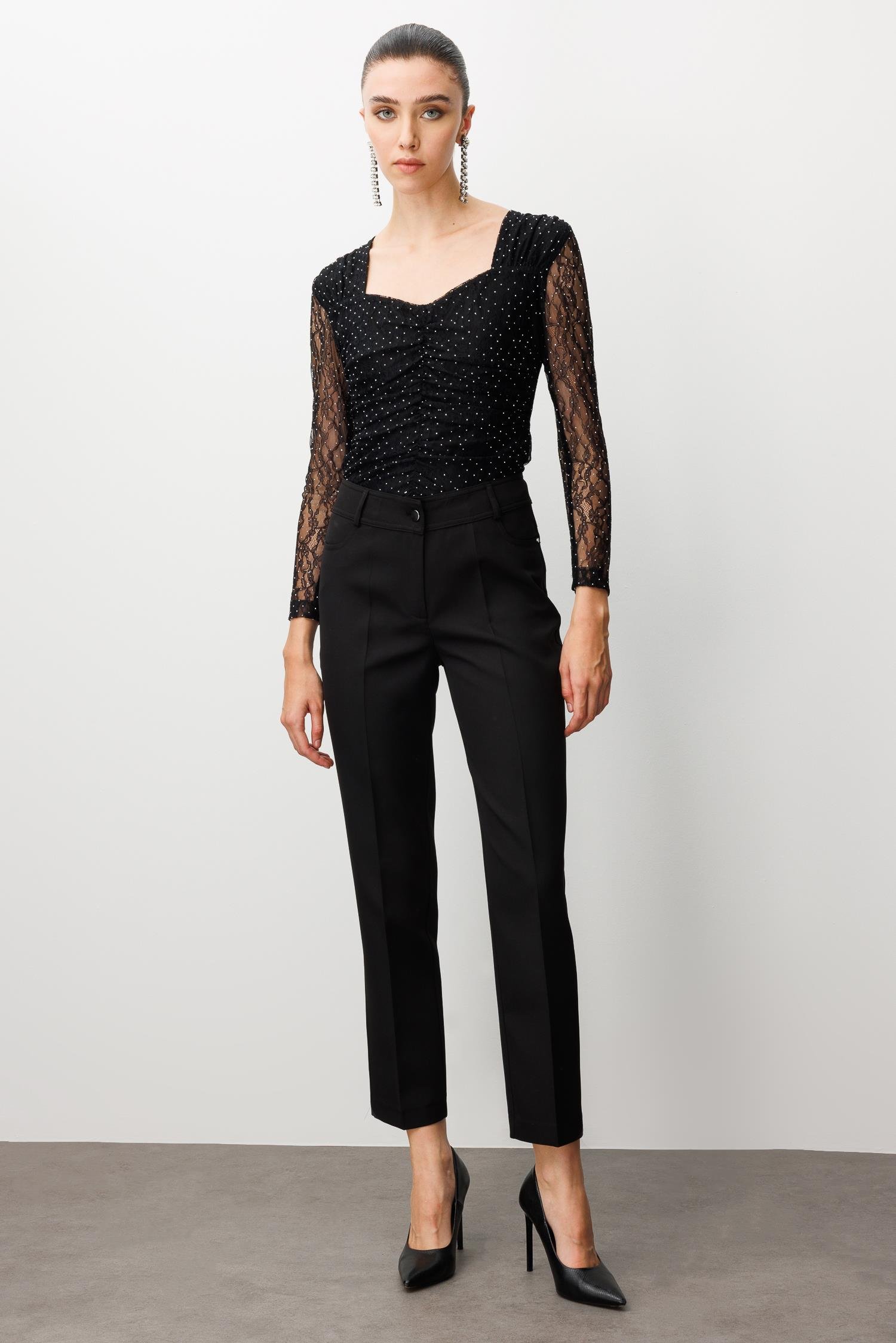 Modailgi  Beş Cep Dar Paça Pantolon Siyah