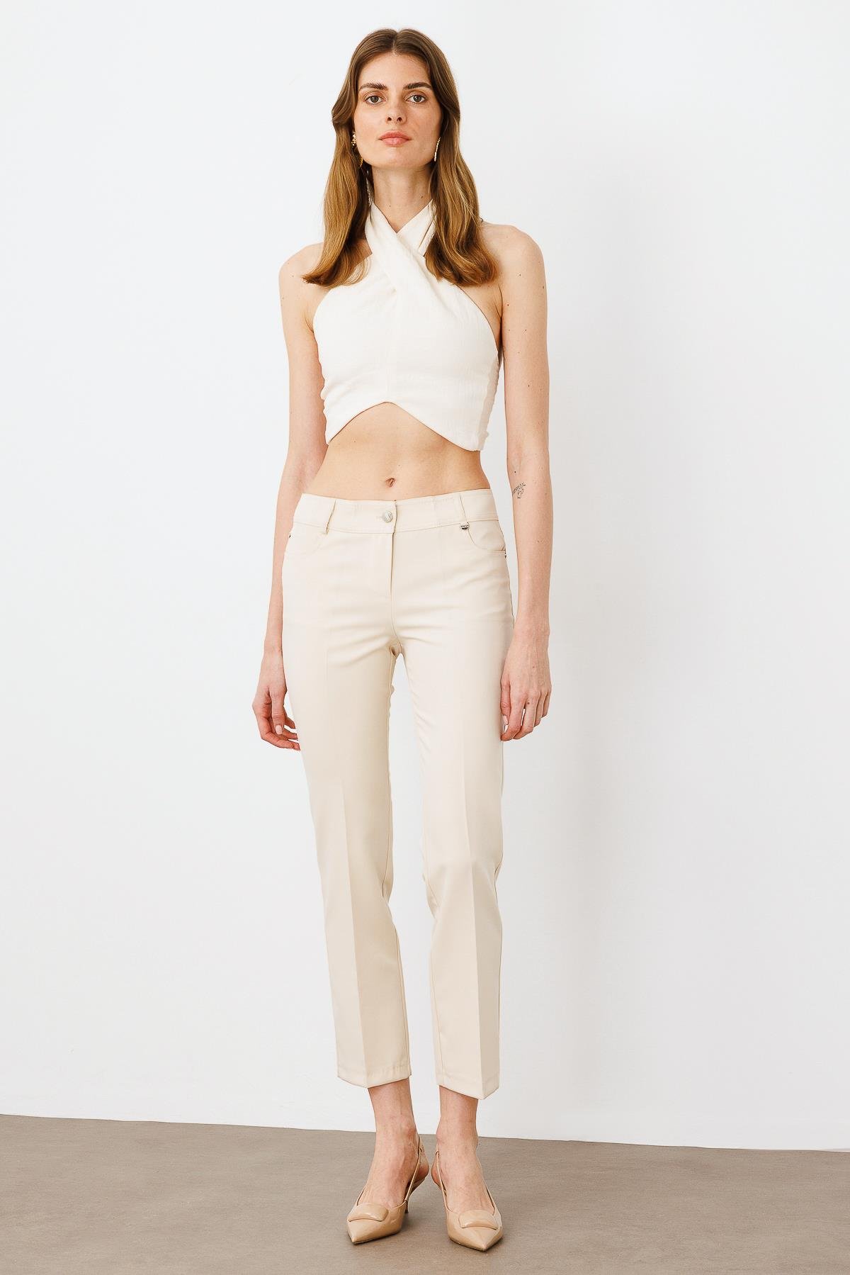 Modailgi  Beş Cep Dar Paça Pantolon Taş