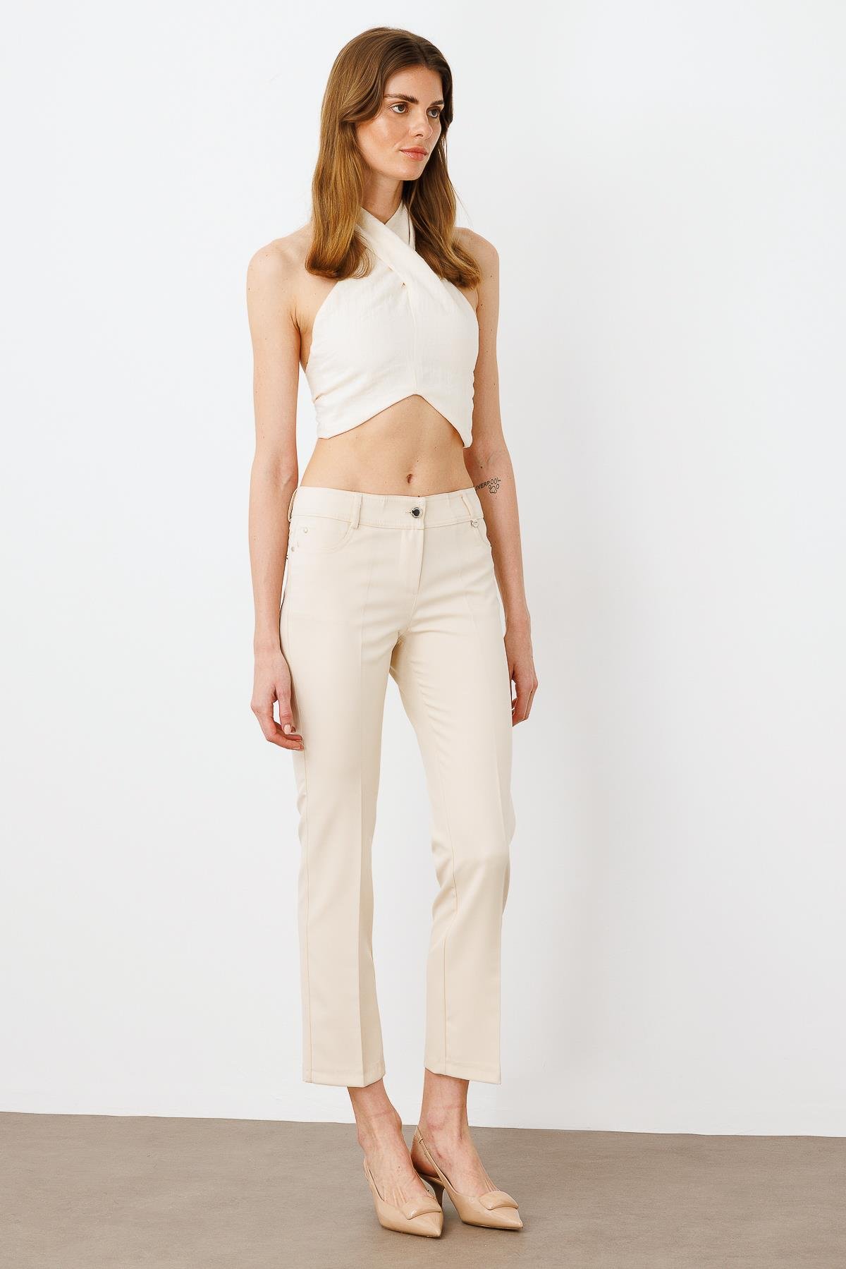 Modailgi  Beş Cep Dar Paça Pantolon Taş