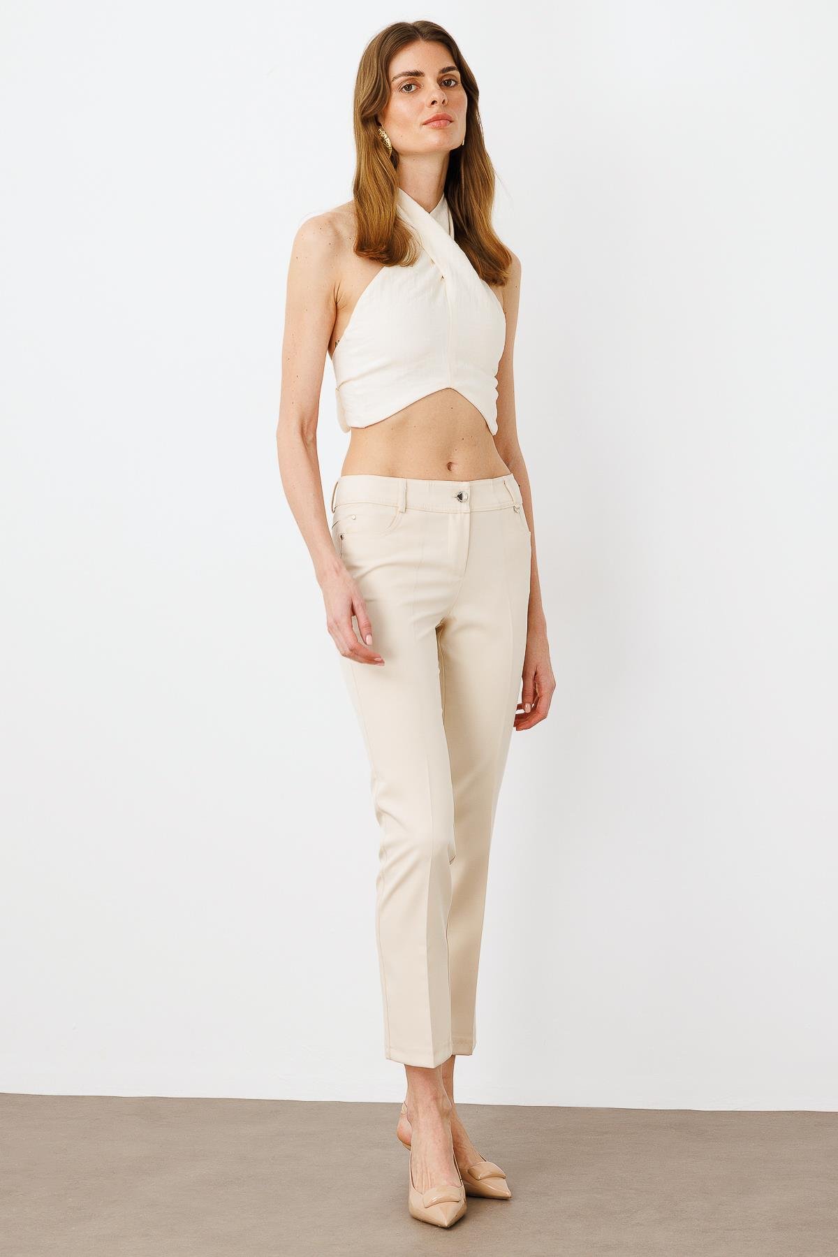 Modailgi  Beş Cep Dar Paça Pantolon Taş