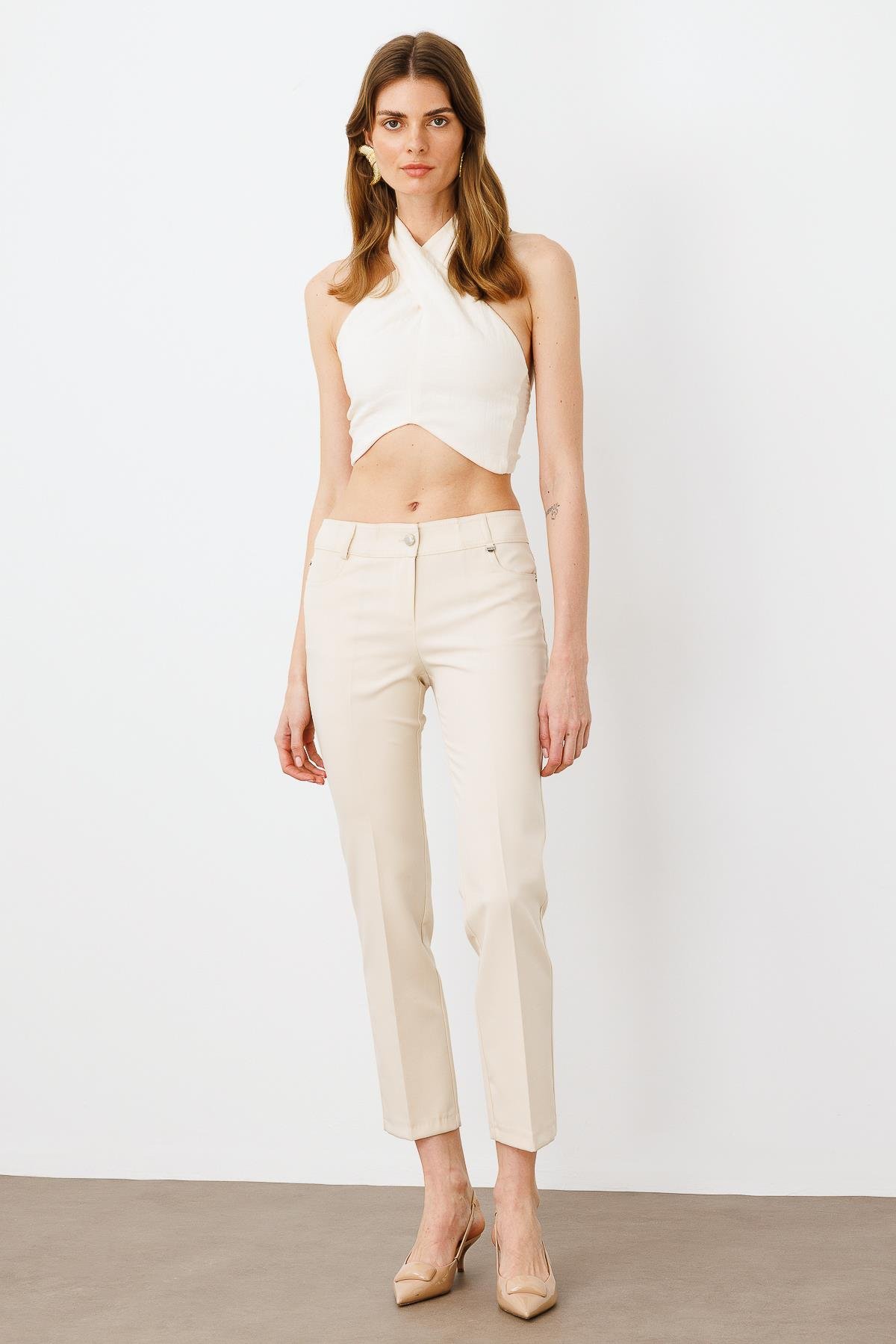 Modailgi  Beş Cep Dar Paça Pantolon Taş