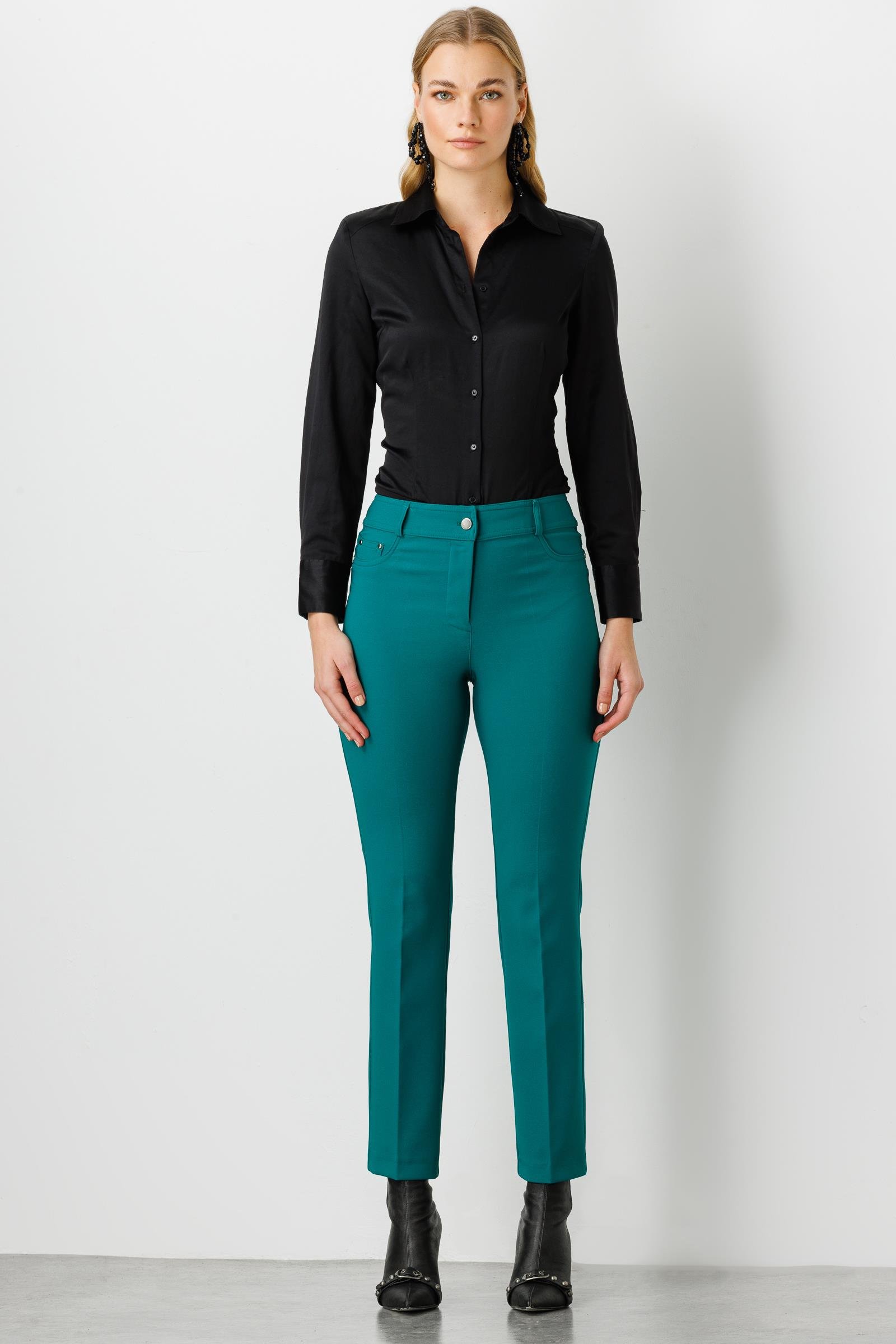 Modailgi  Beş Cep Dar Paça Pantolon Zümrüt