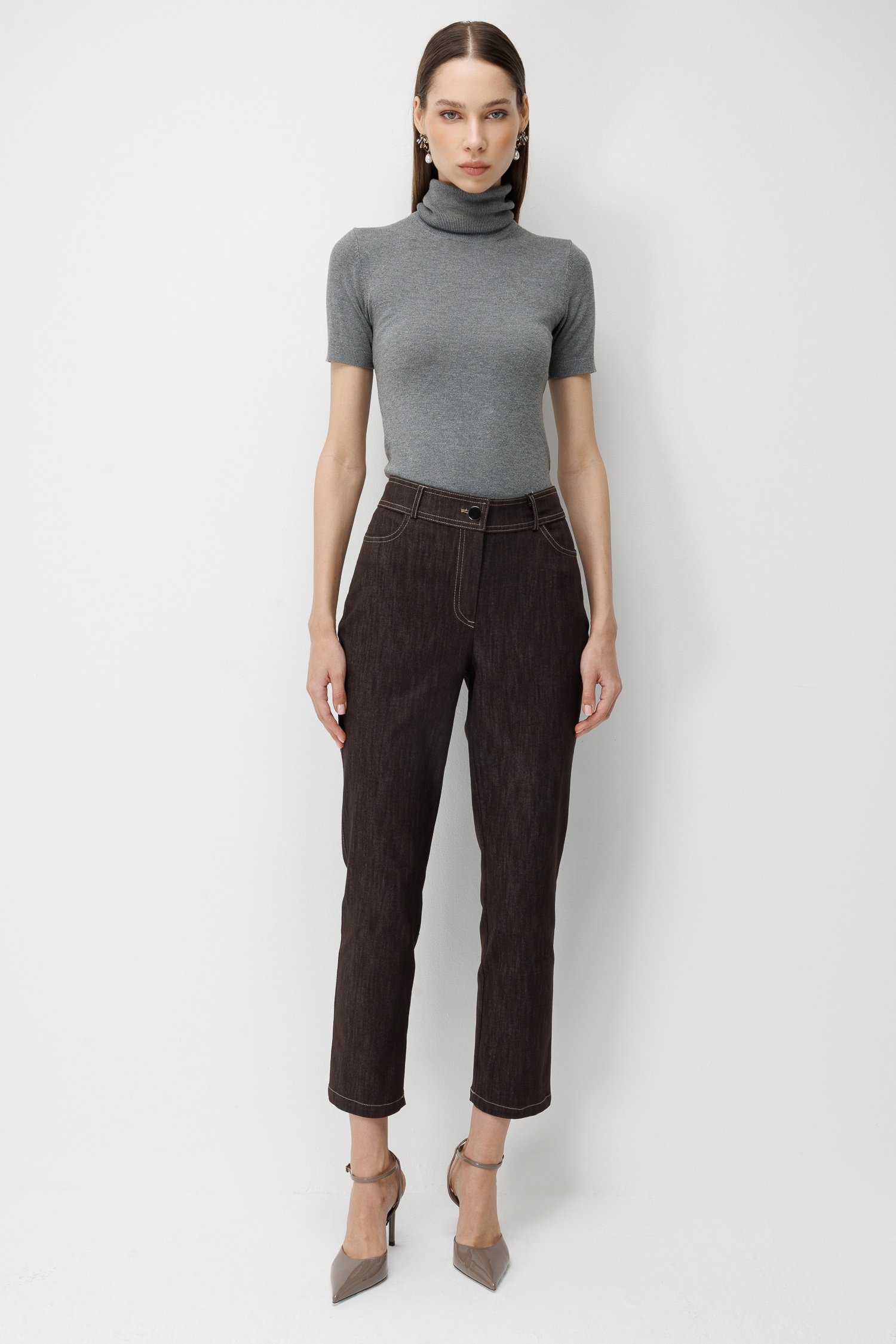 Modailgi  Beş Cep Klasik Dar Paça Denim Pantolon - 70131 Kahve
