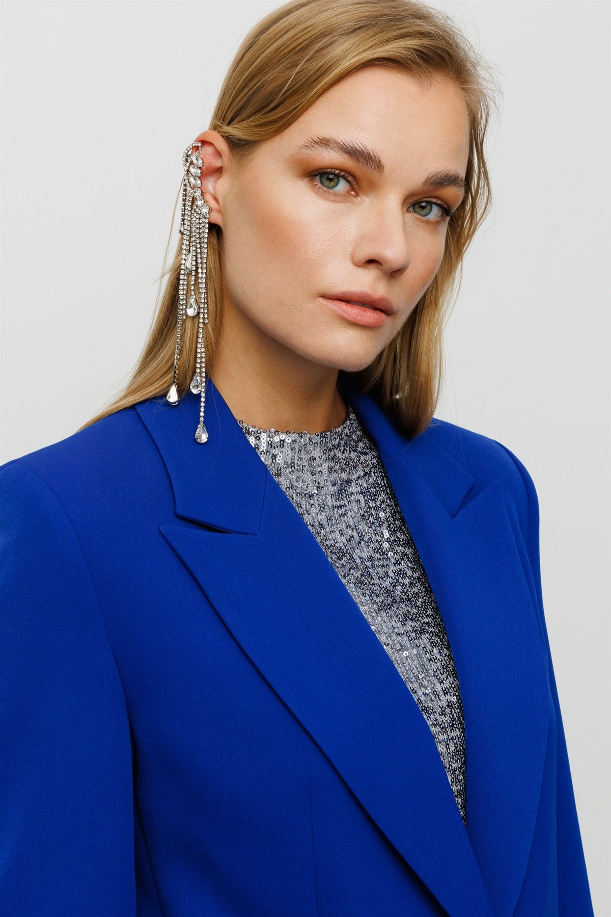Modailgi  Blazer Tek Düğme Ceket Saks