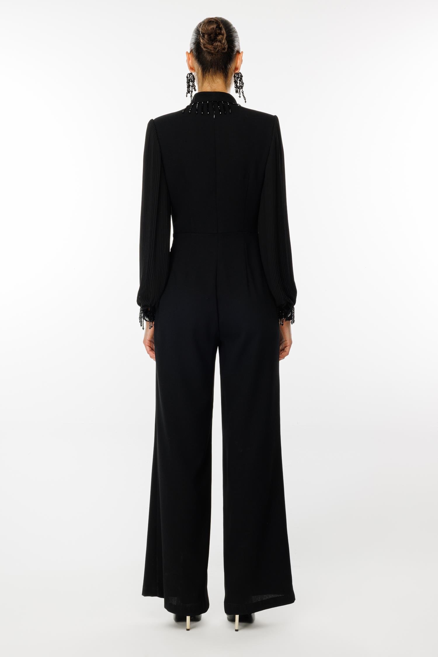 Modailgi  Boncuk Detaylı Tulum Siyah