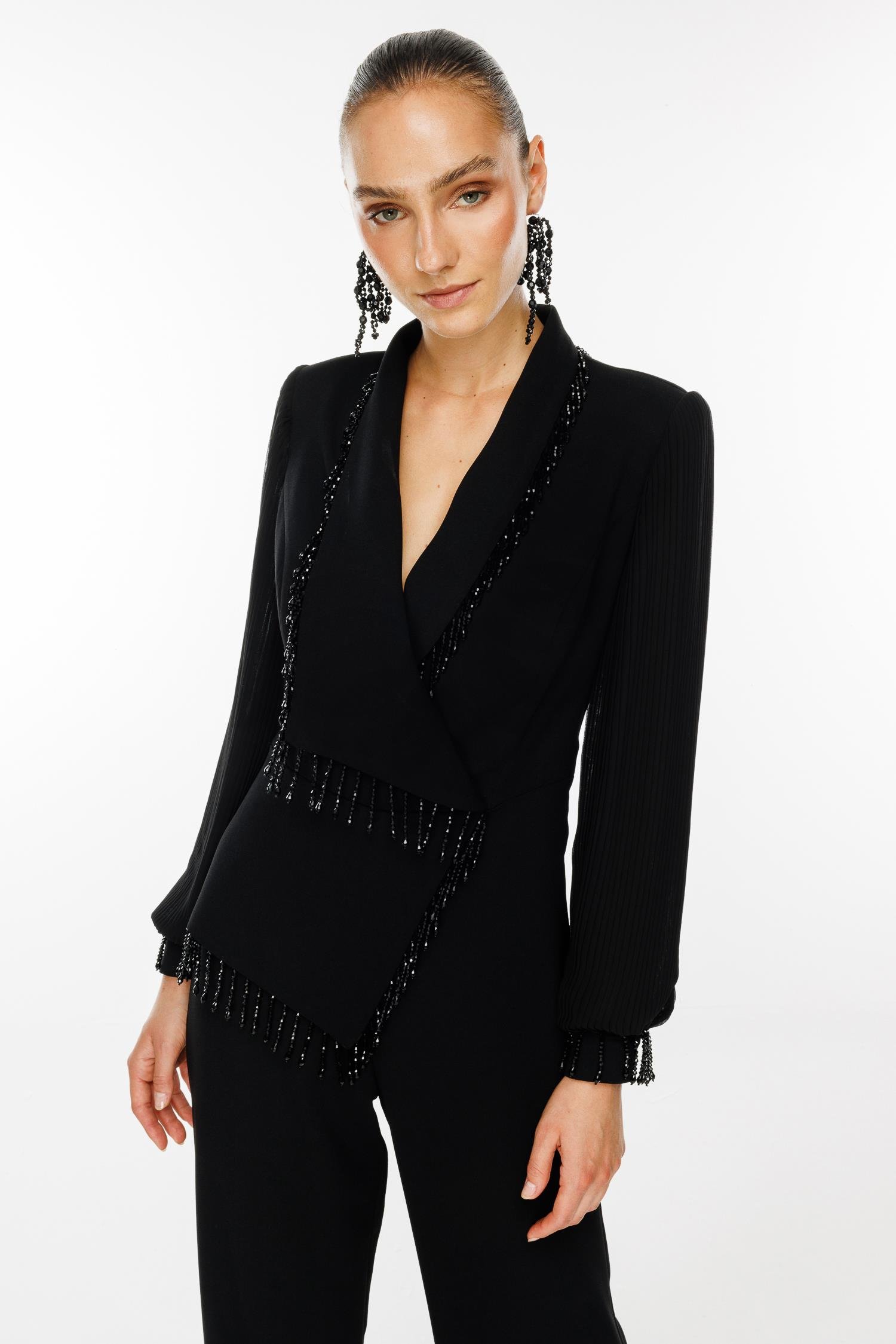 Modailgi  Boncuk Detaylı Tulum Siyah