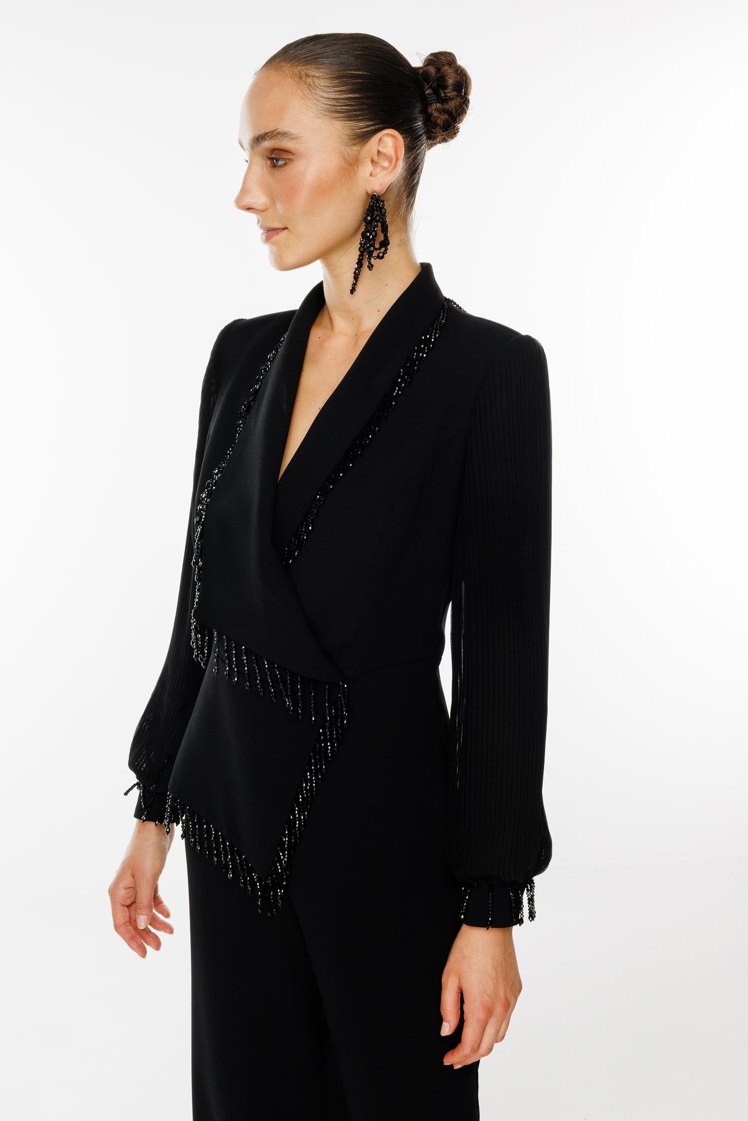 Modailgi  Boncuk Detaylı Tulum Siyah