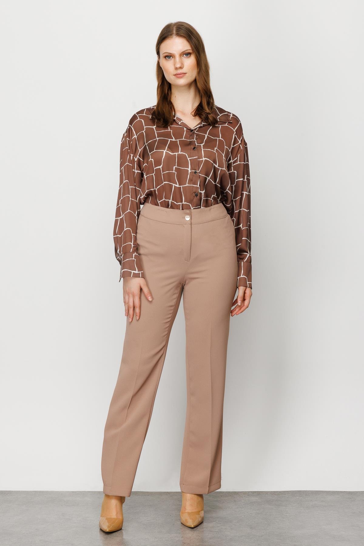 Modailgi  Boru Paça Takım Pantolon Camel