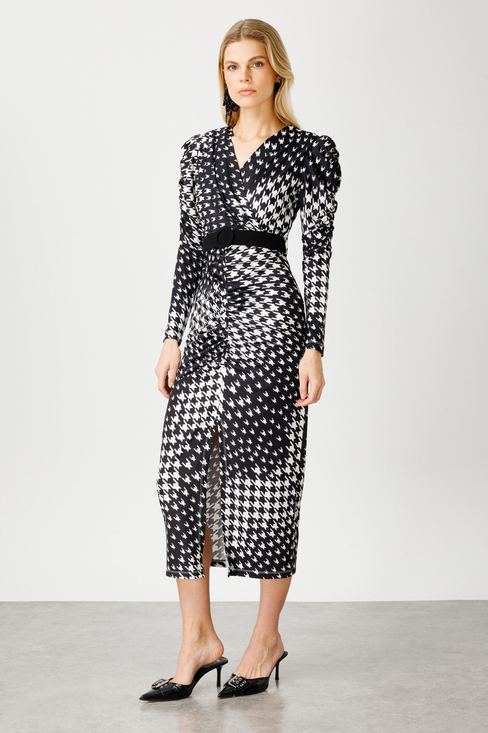 Modailgi  Büzgü Detaylı Jarse Elbise Siyah