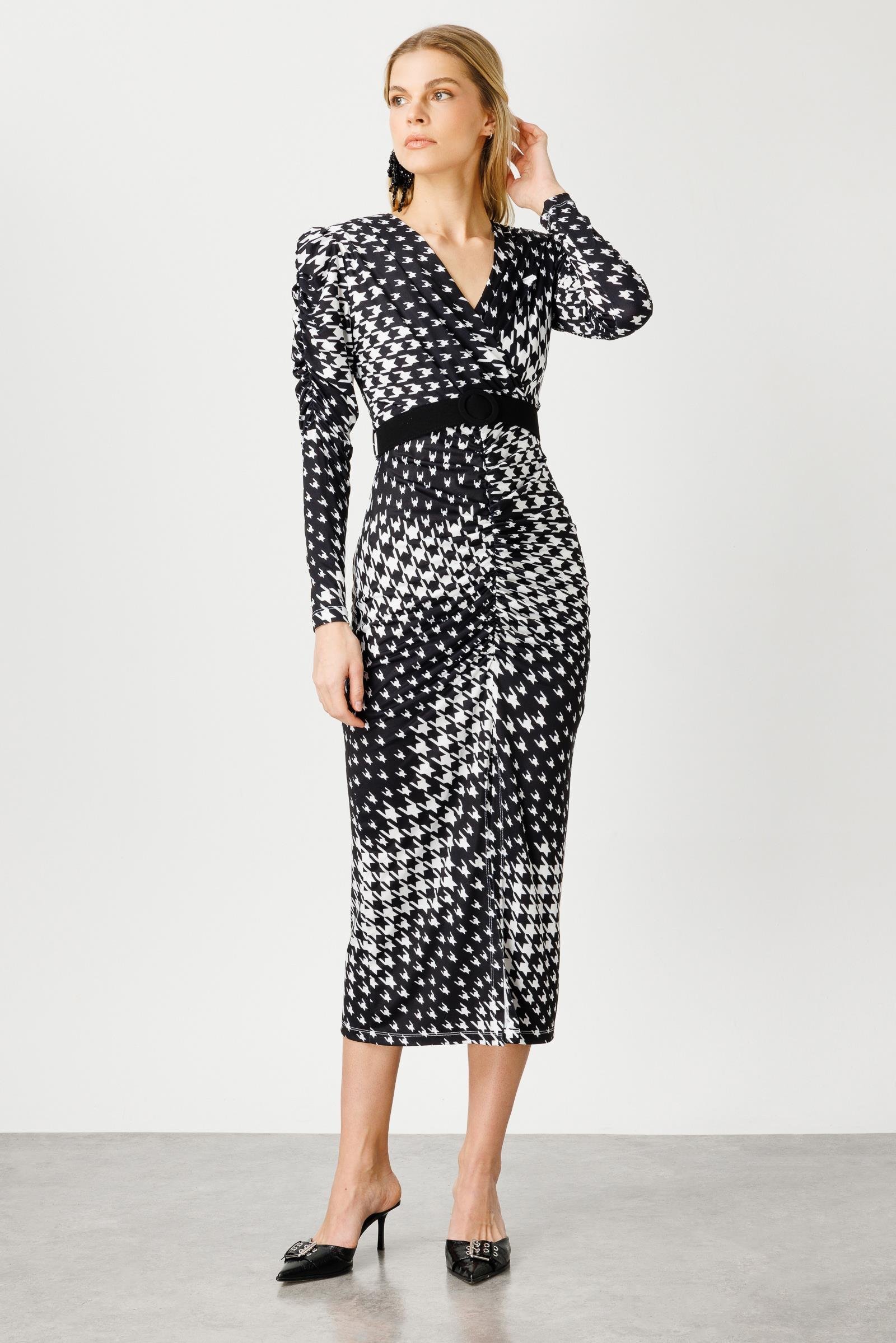 Modailgi  Büzgü Detaylı Jarse Elbise Siyah