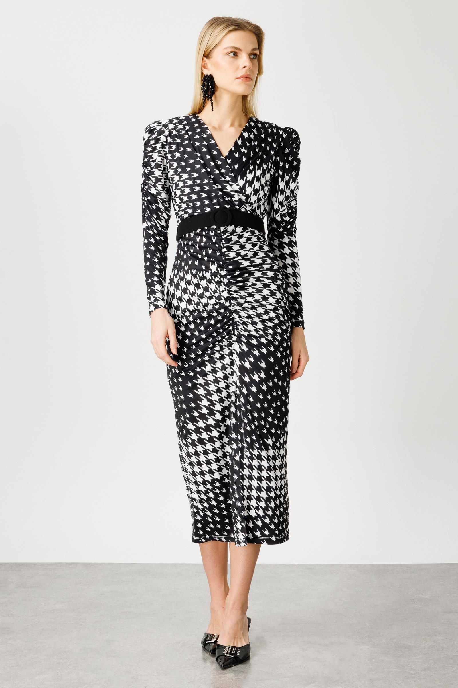 Modailgi  Büzgü Detaylı Jarse Elbise Siyah