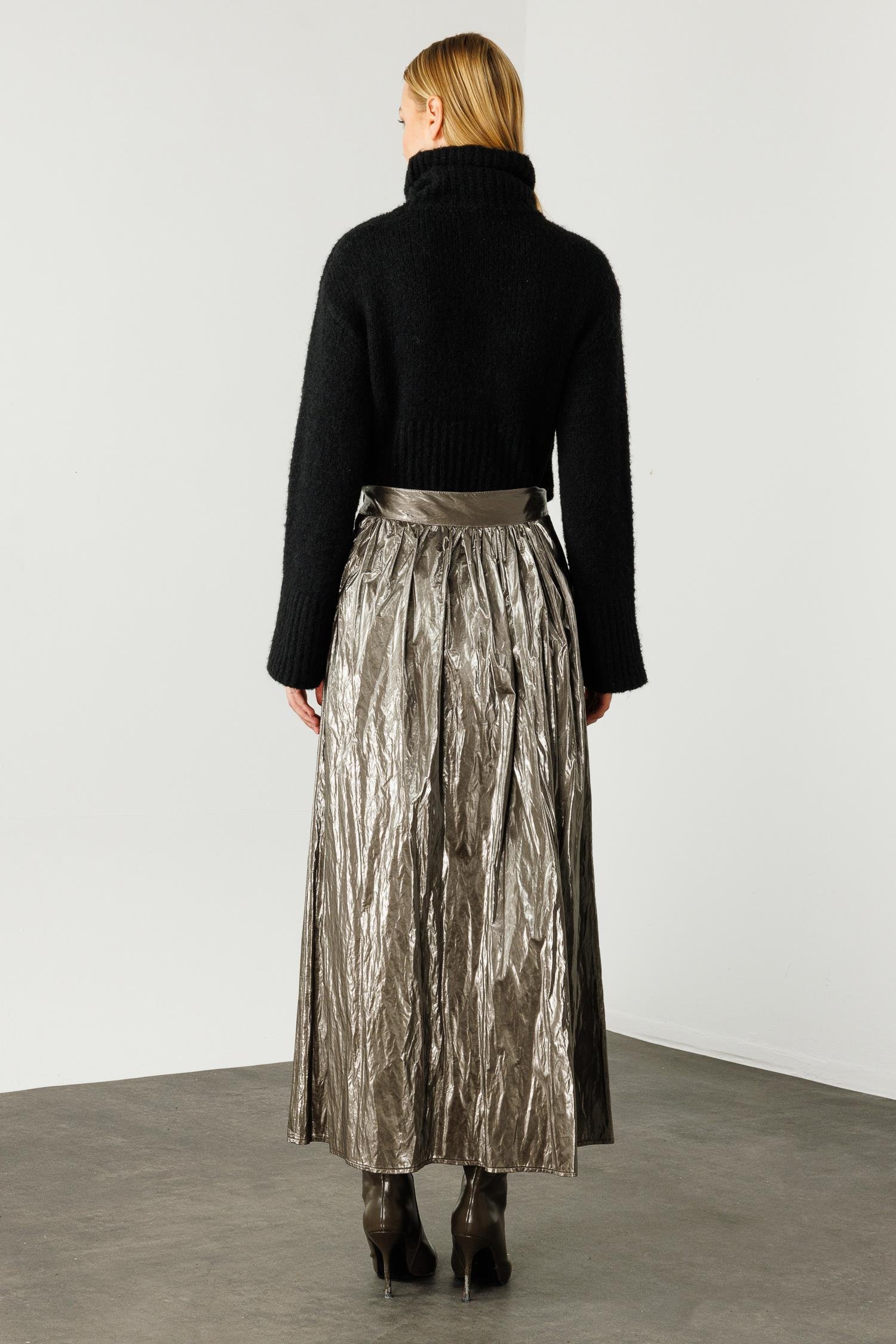 Modailgi  Büzgülü Yan Cepli Uzun Etek Antrasit