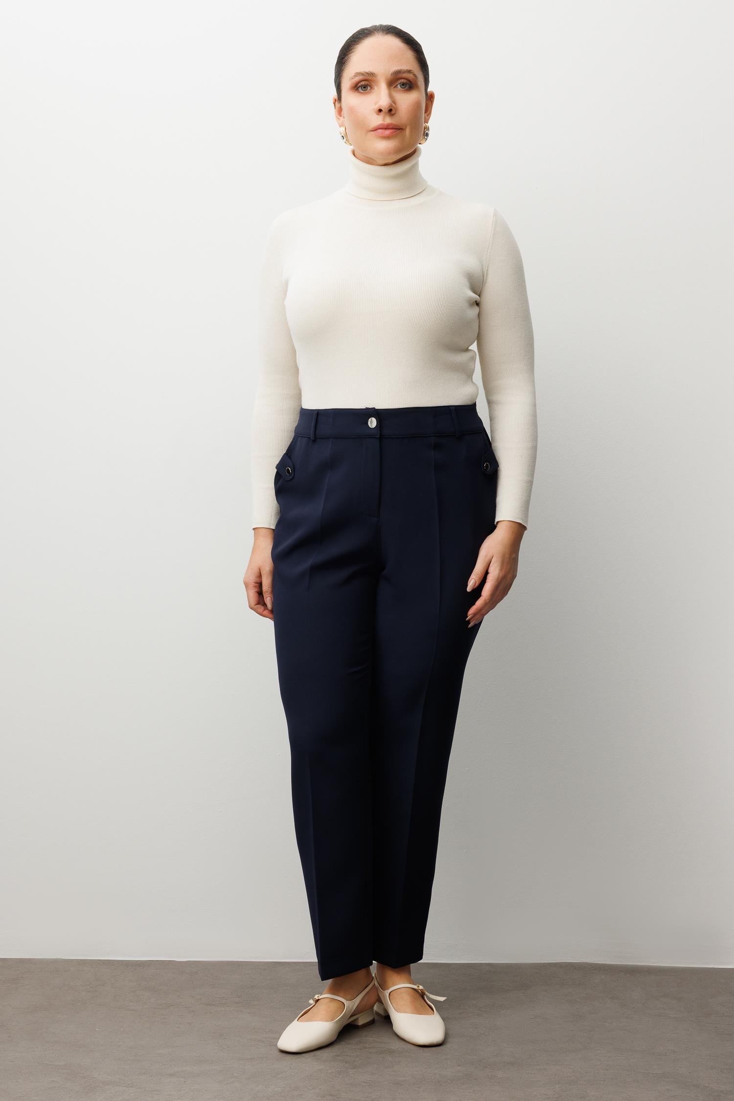 Modailgi  Cepli Beli Lastikli Pantolon Lacivert