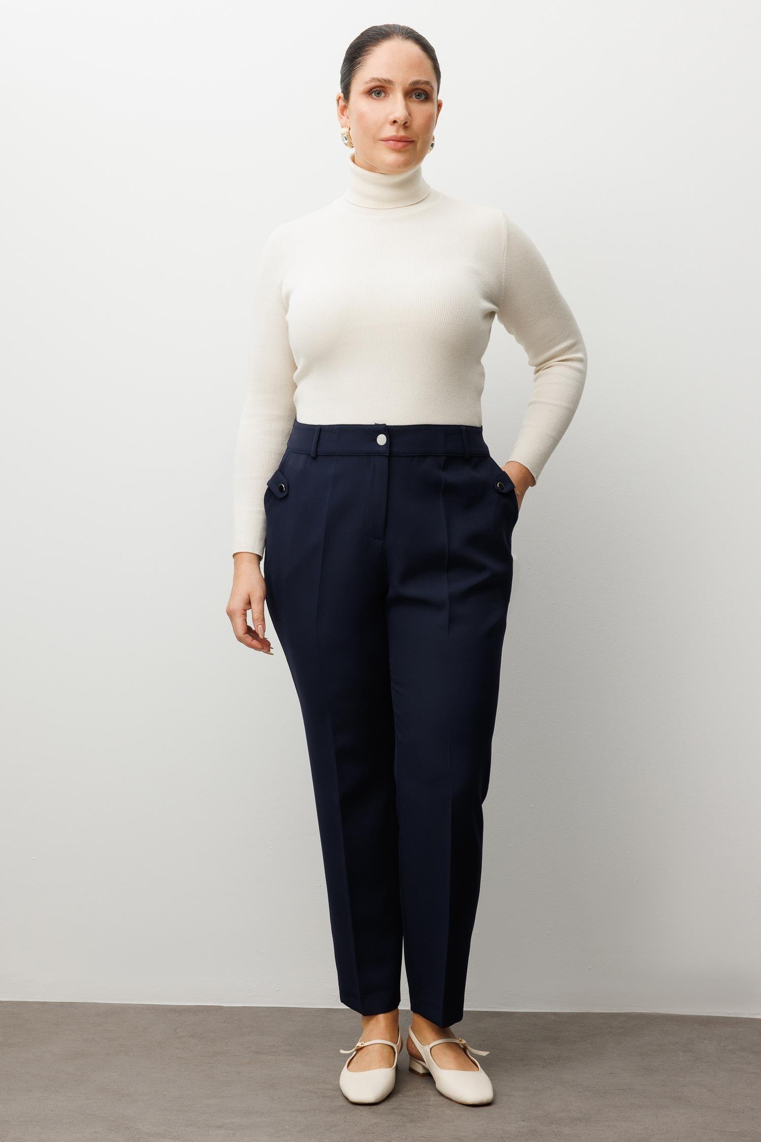 Modailgi  Cepli Beli Lastikli Pantolon Lacivert