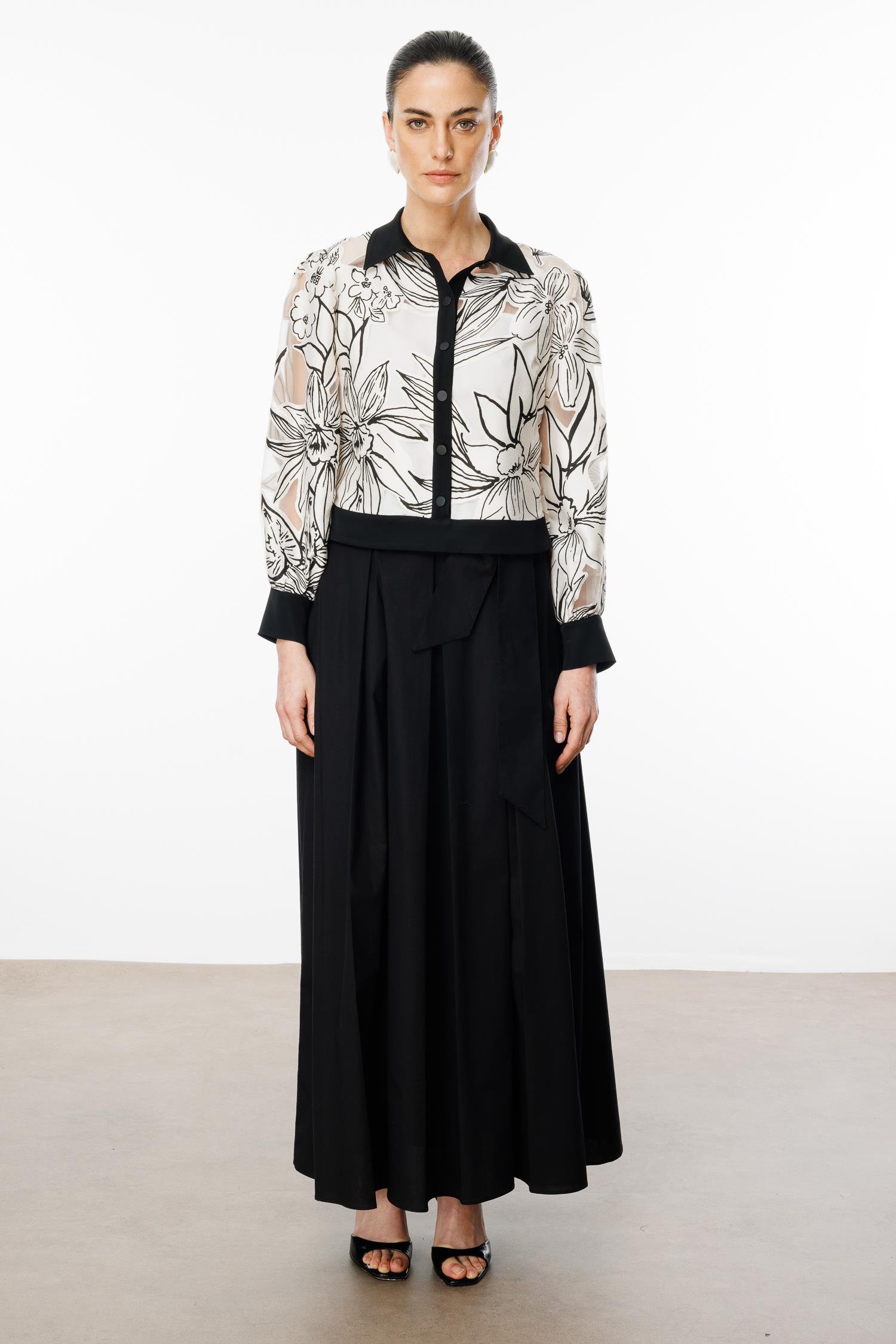 Modailgi  Çiçek Desenli Organze Bomber Ceket Orijinal