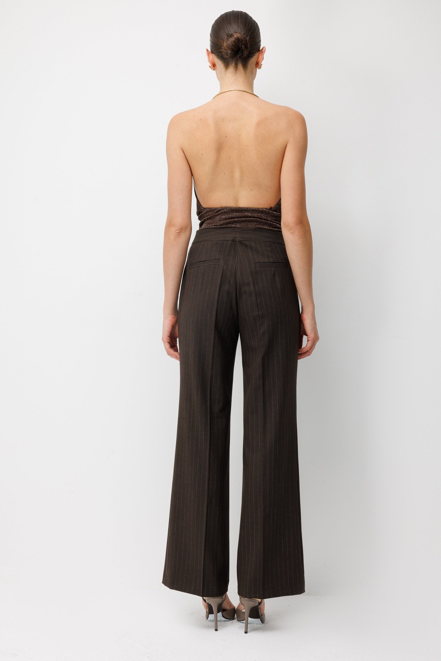 Modailgi  Çizgili Kumaş Pantolon - 70133 Kahve