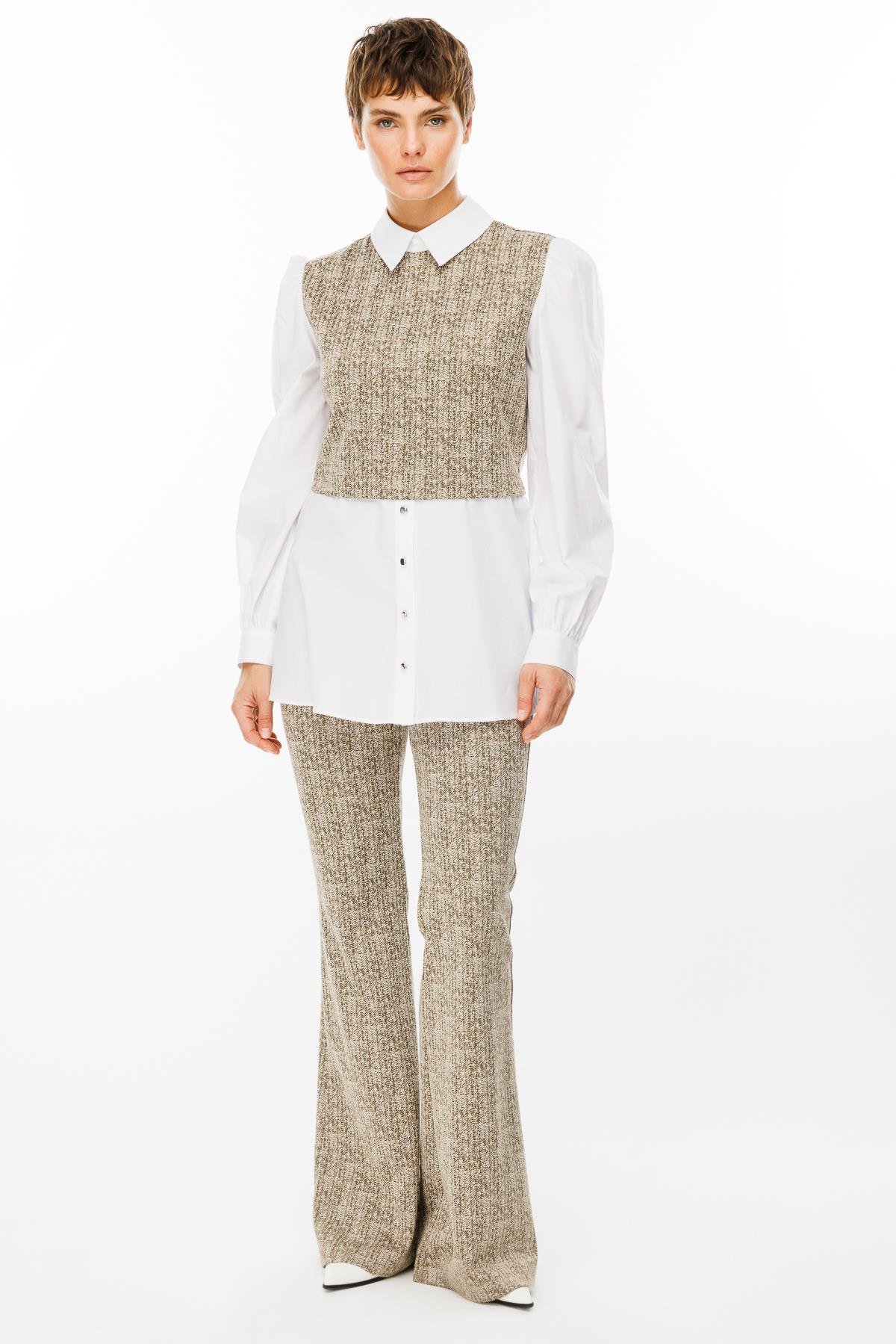 Modailgi  Crop Bluz Gömlek Takım Haki