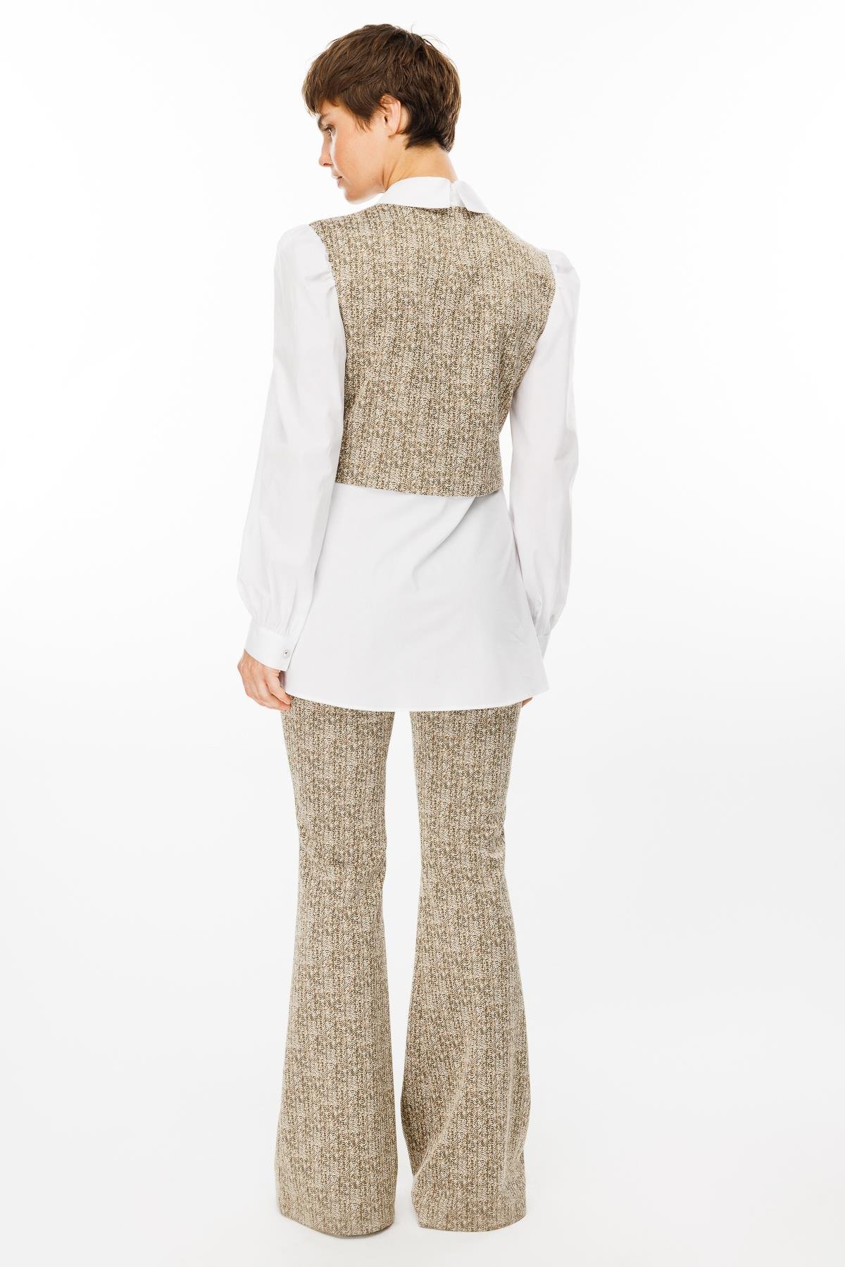 Modailgi  Crop Bluz Gömlek Takım Haki