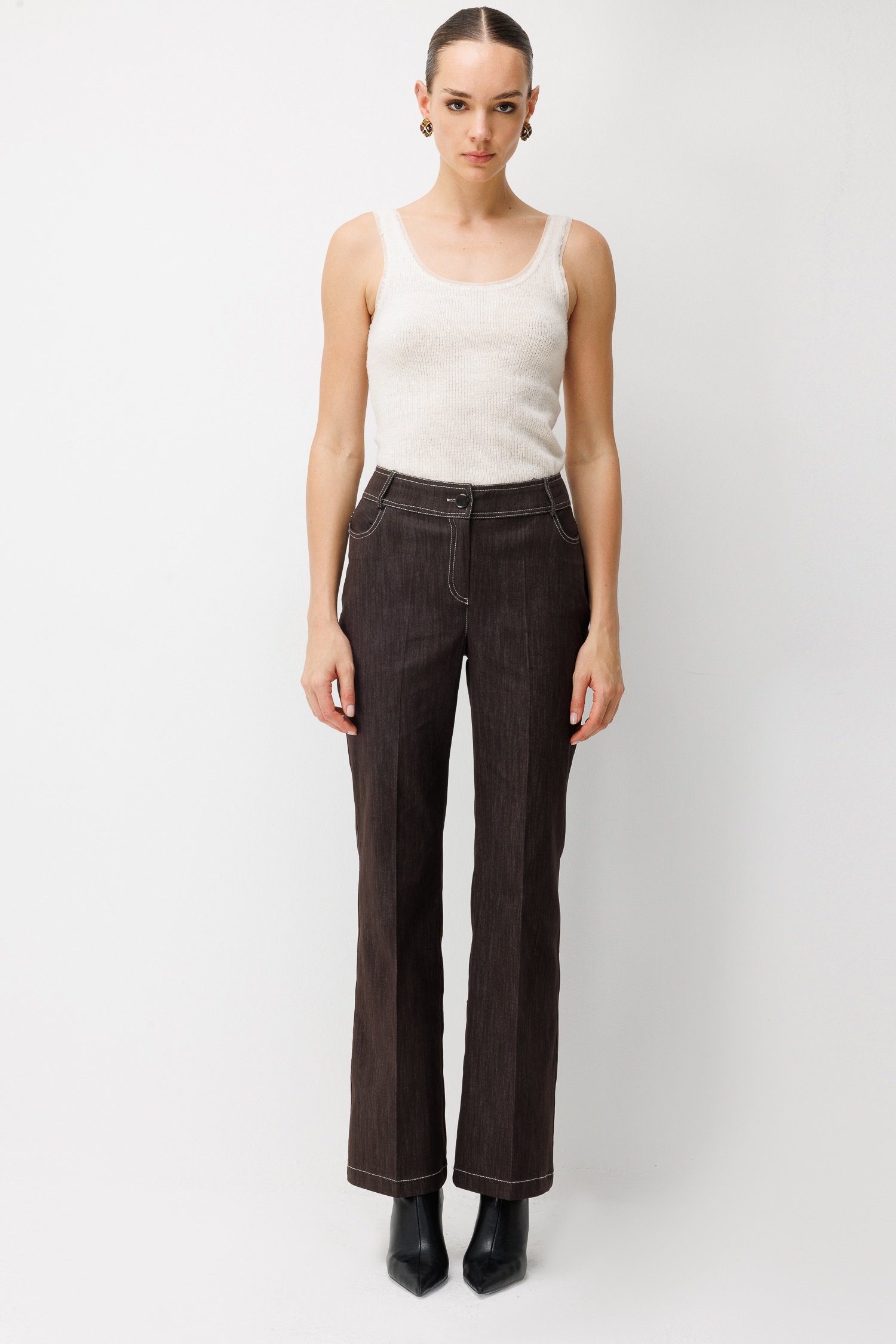 Modailgi  Denim İspanyol Paça Pantolon - 70130 Kahve