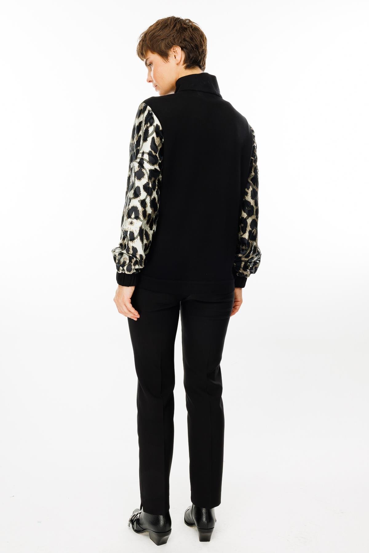 Modailgi  Dik Yakalı Trok Detaylı Fermuarlı Tunik Haki