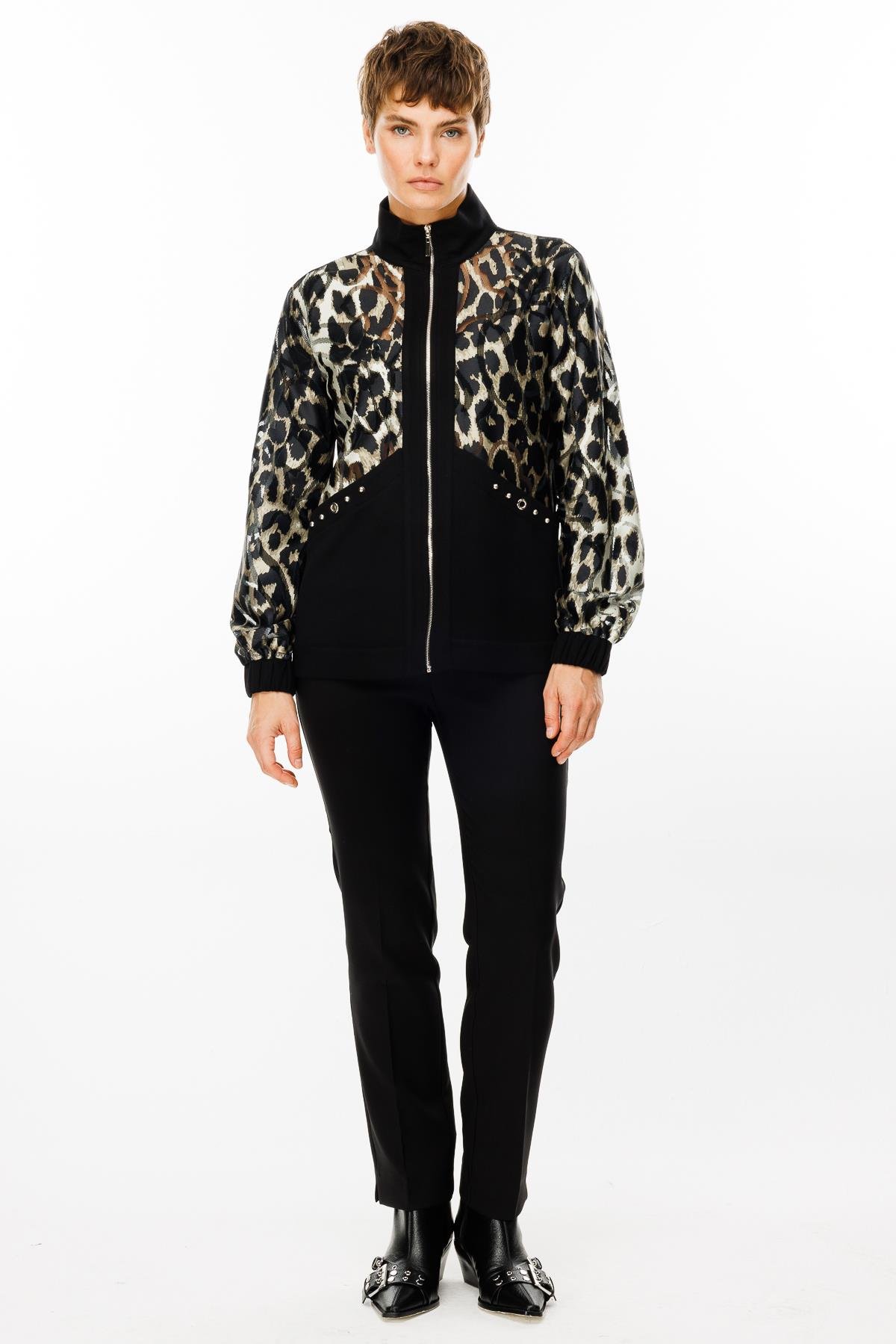 Modailgi  Dik Yakalı Trok Detaylı Fermuarlı Tunik Haki