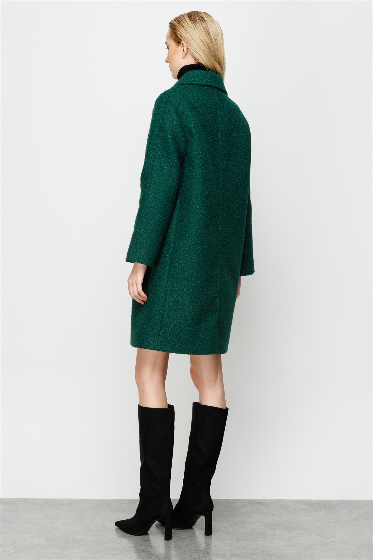 Modailgi  Dokulu Kumaş Oversize Kaban Yeşil