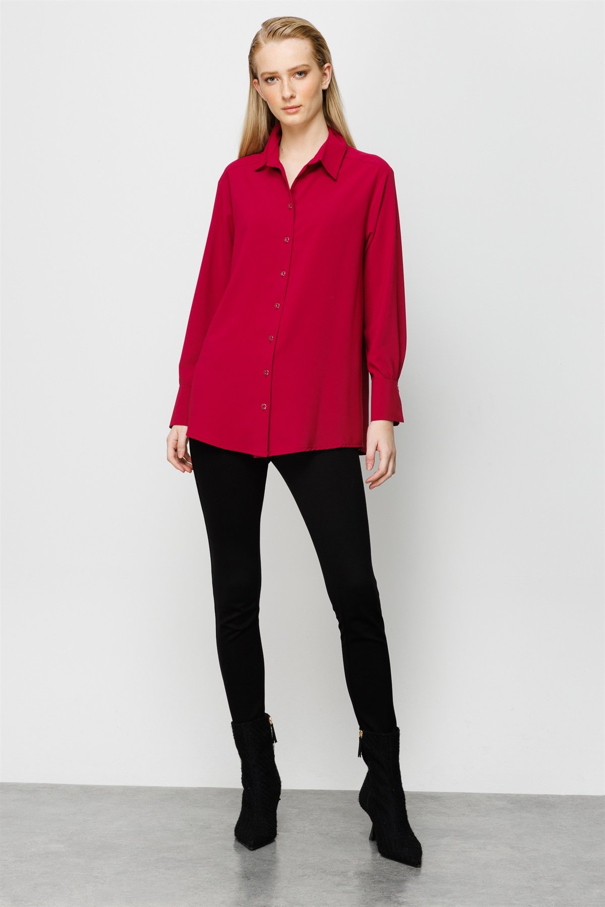 Modailgi  Düşük Omuzlu Salaş Gömlek Fuşya