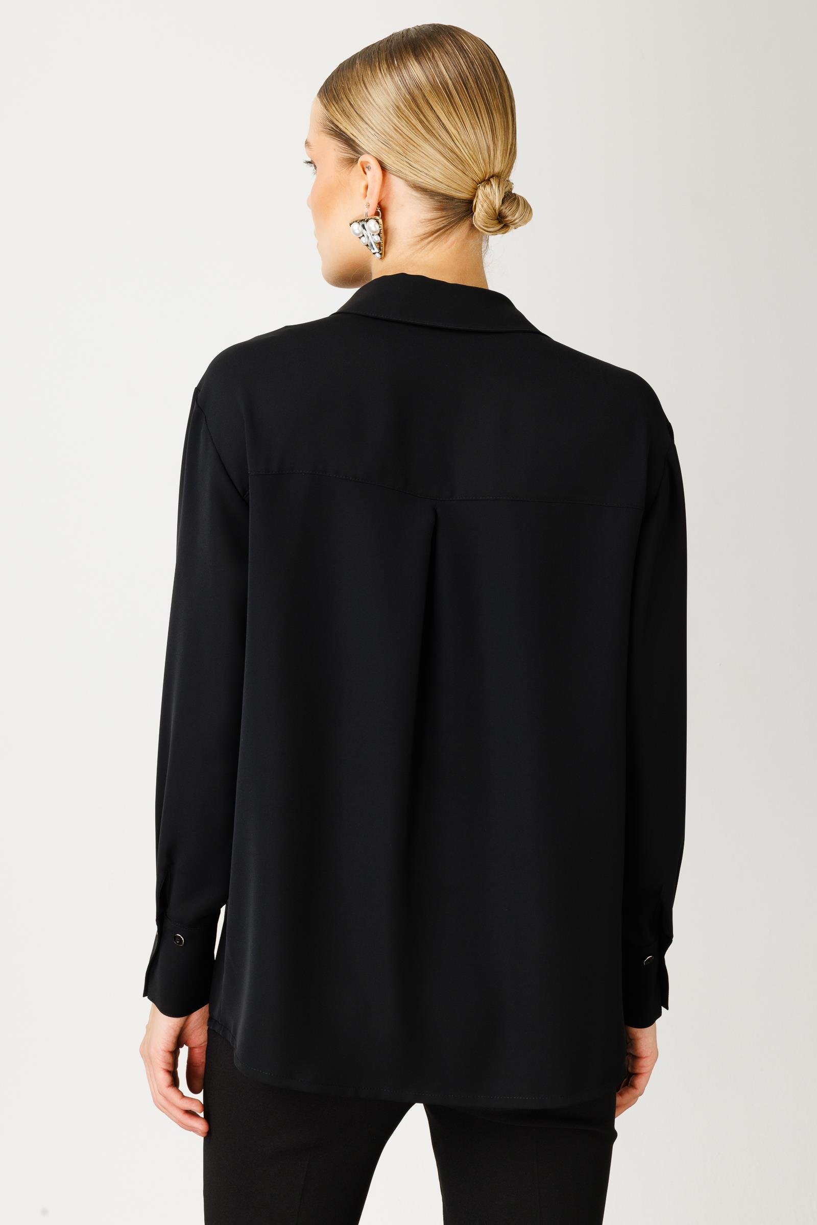 Modailgi  Düşük Omuzlu Salaş Gömlek Siyah