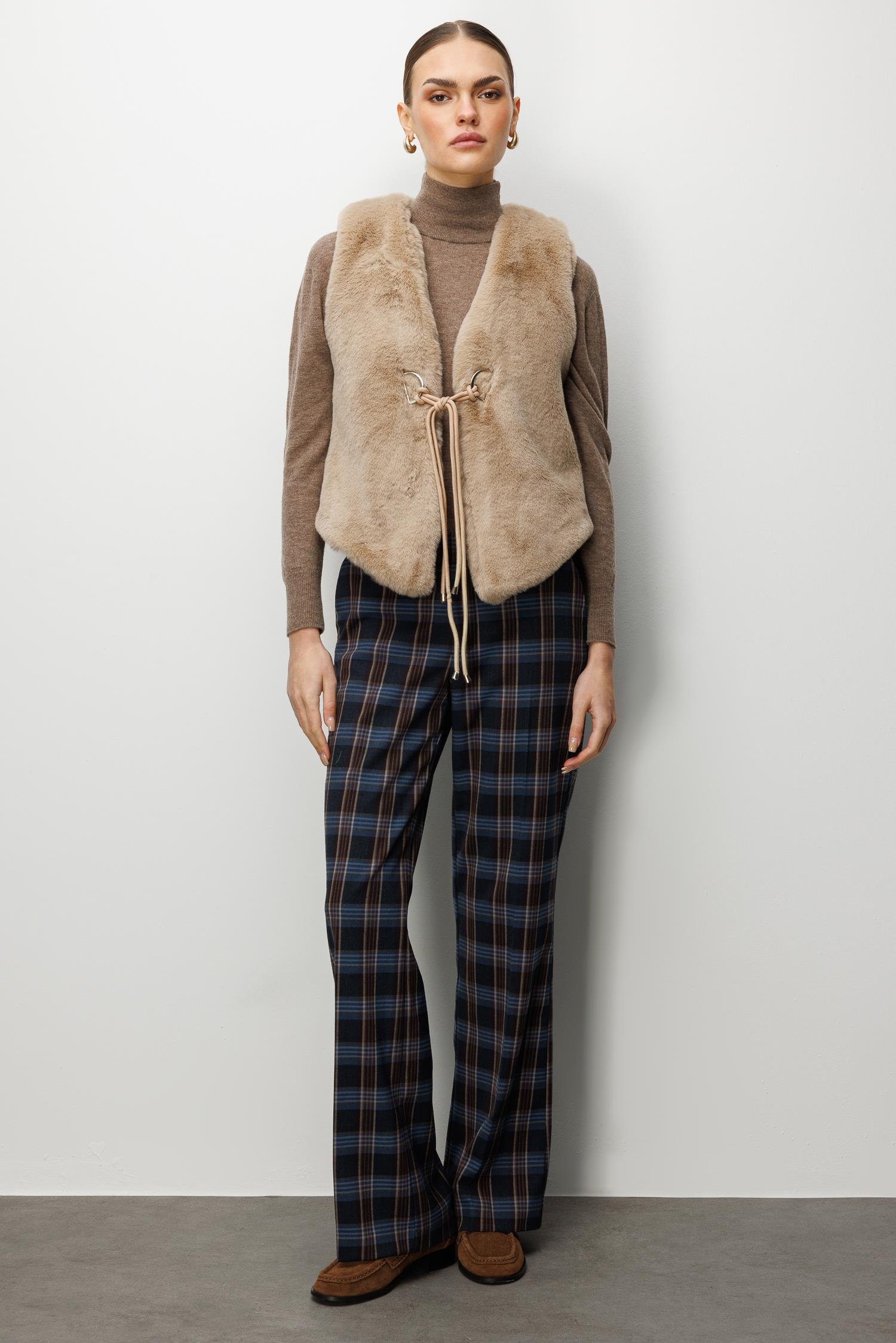 Modailgi  Düz Kısa Peluş Yelek Vizon