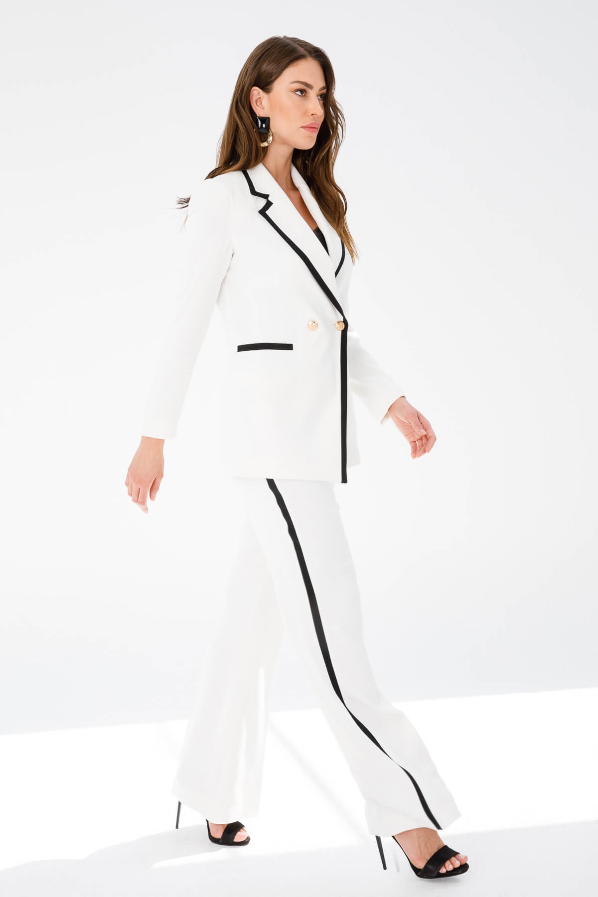 Modailgi  Enkürüsteli Bol Paça Pantolon Ekru