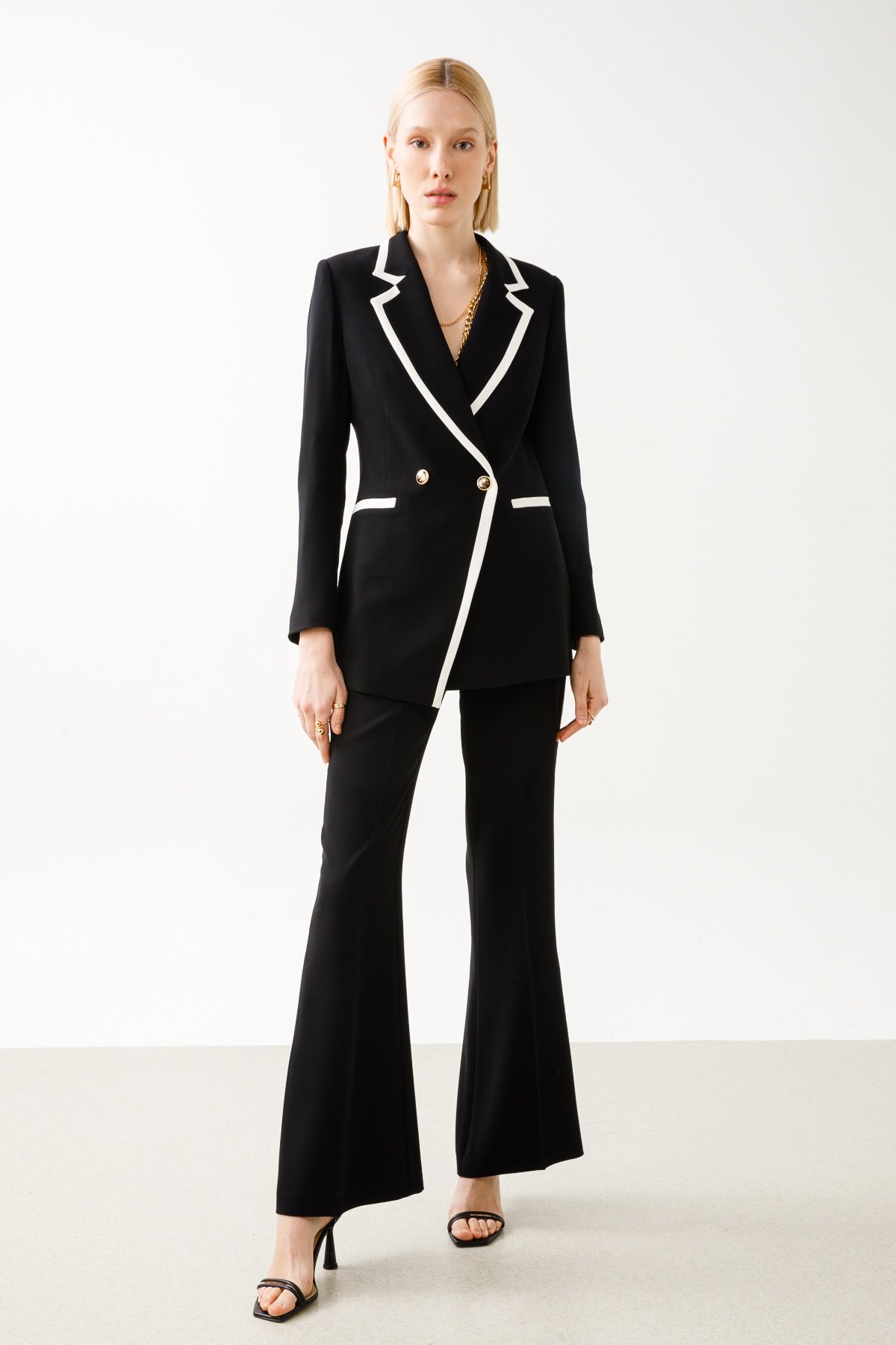 Modailgi  Enkürüsteli Bol Paça Pantolon Siyah