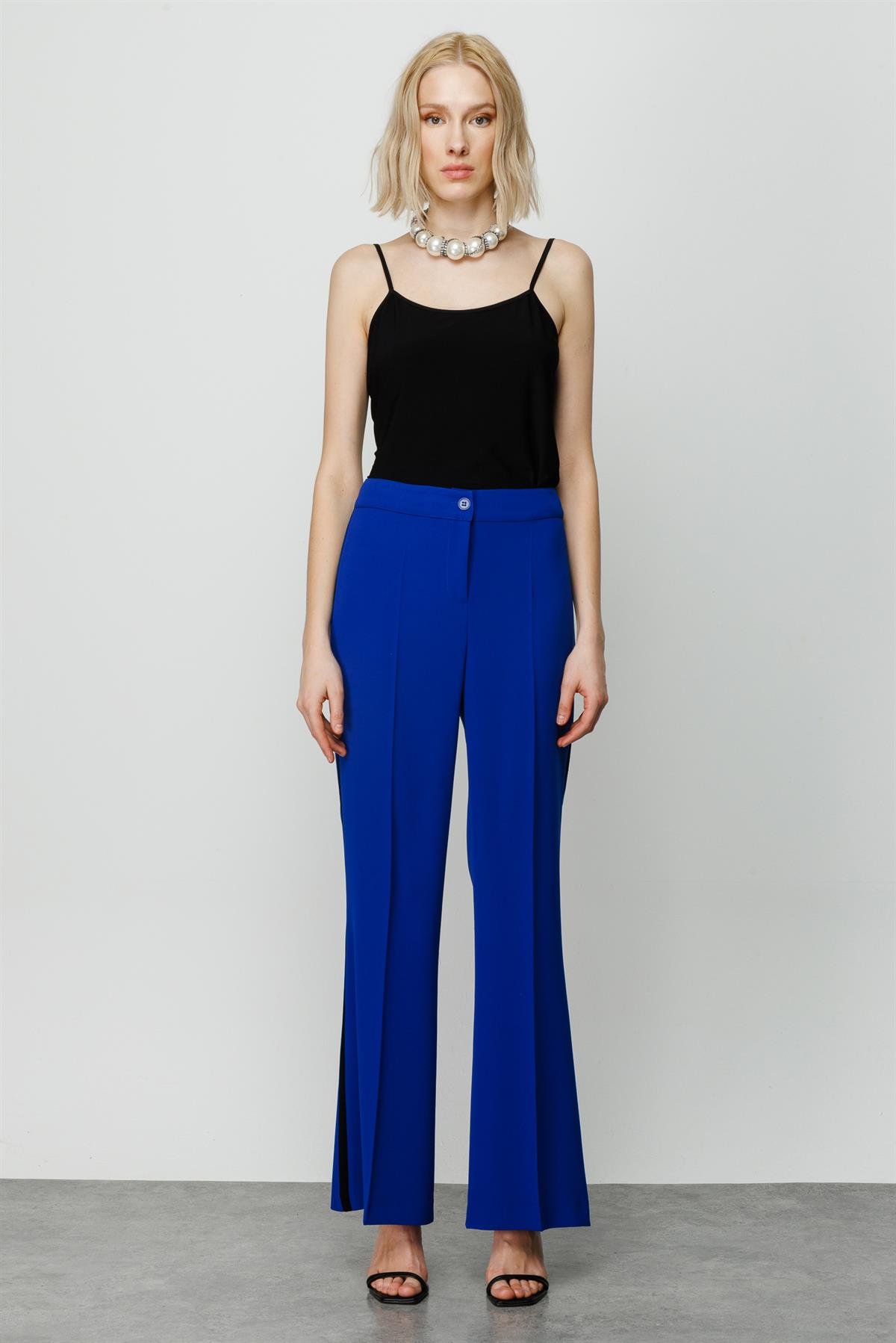 Modailgi  Enkürüsteli Bol Paça Pantolon Saks