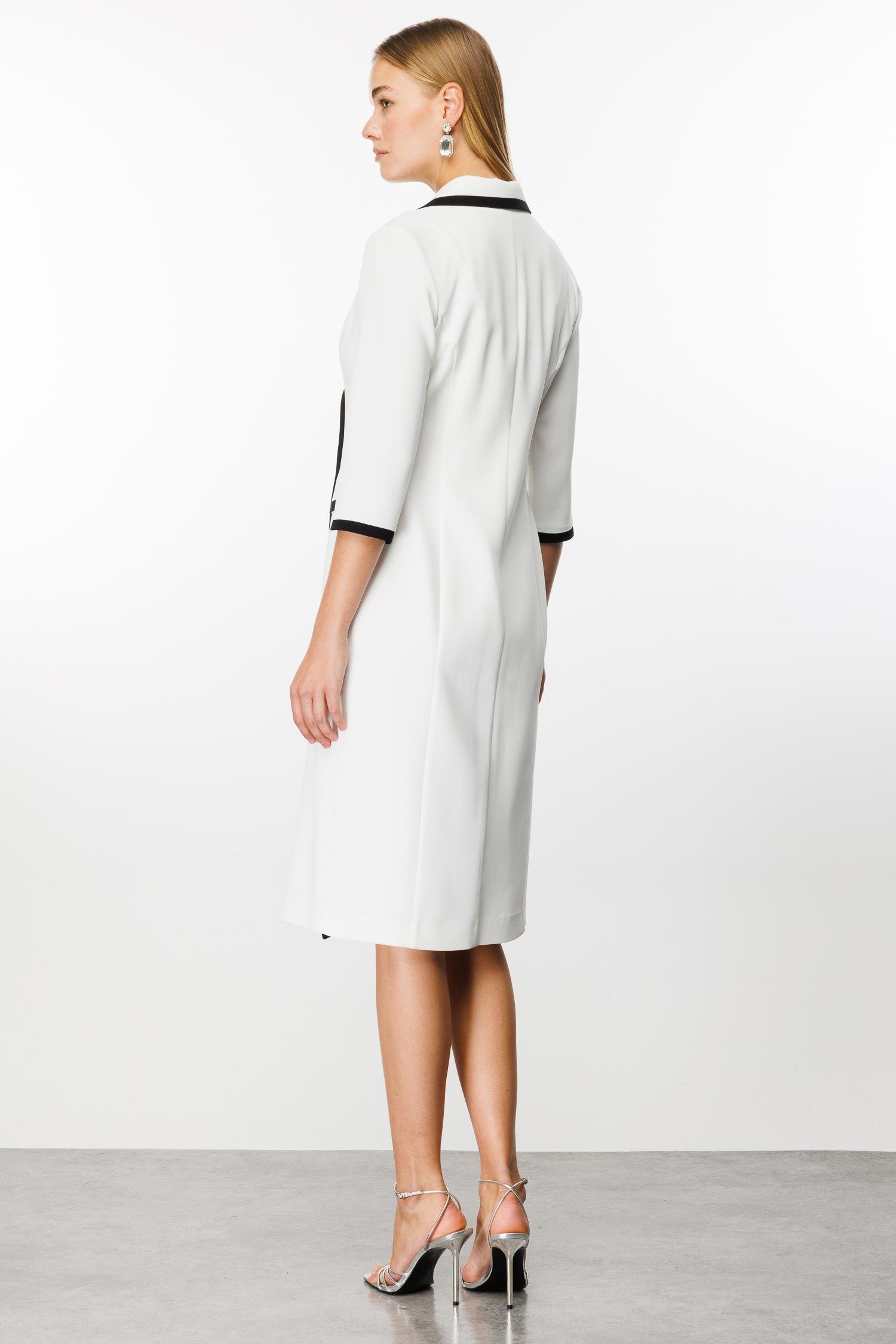 Modailgi  Enkürüsteli Kruvaze Uzun Elbise Ekru