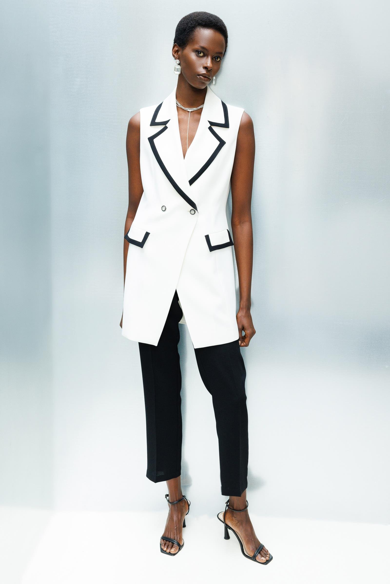 Modailgi  Enkürüsteli Kruvaze Yelek Ekru