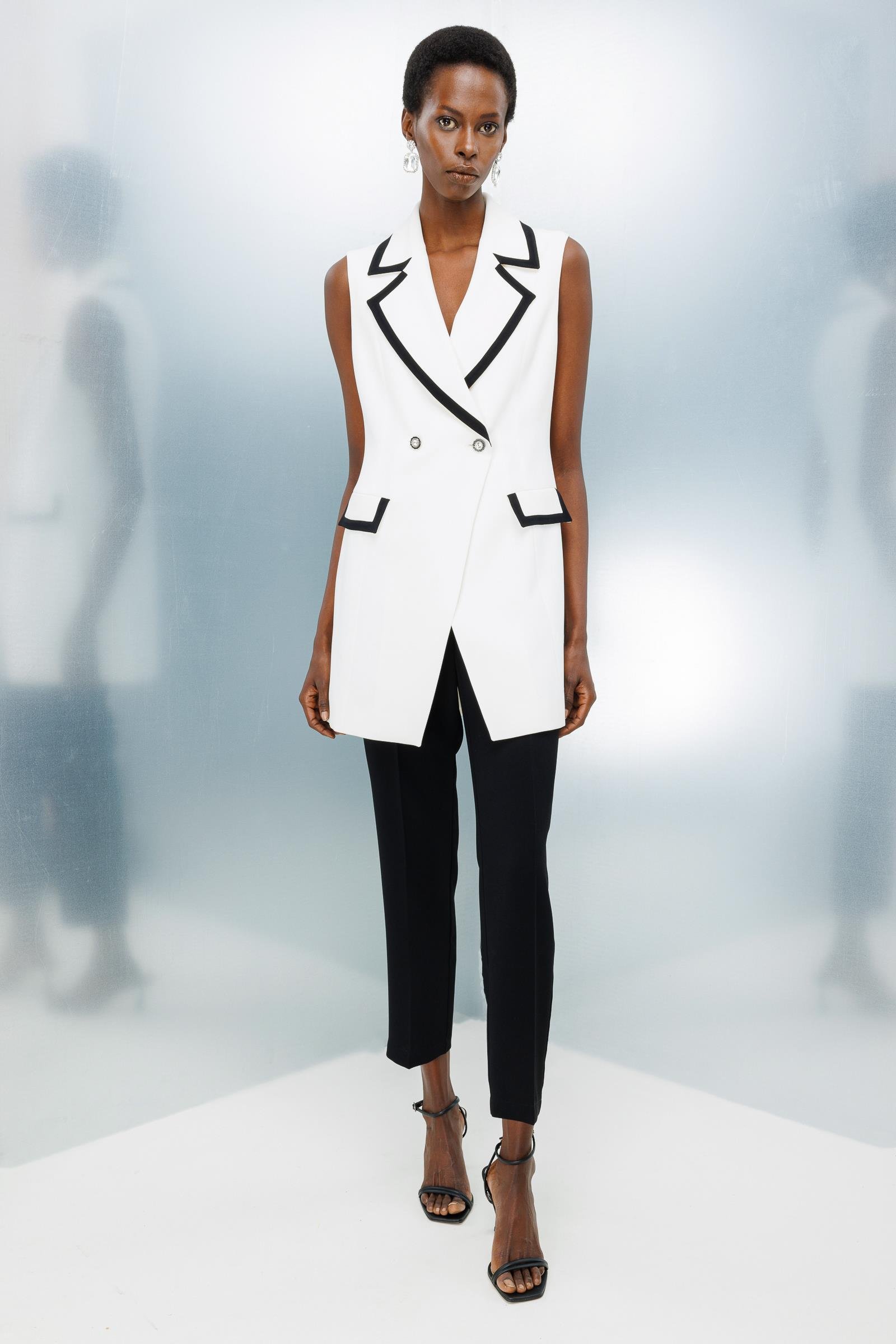 Modailgi  Enkürüsteli Kruvaze Yelek Ekru