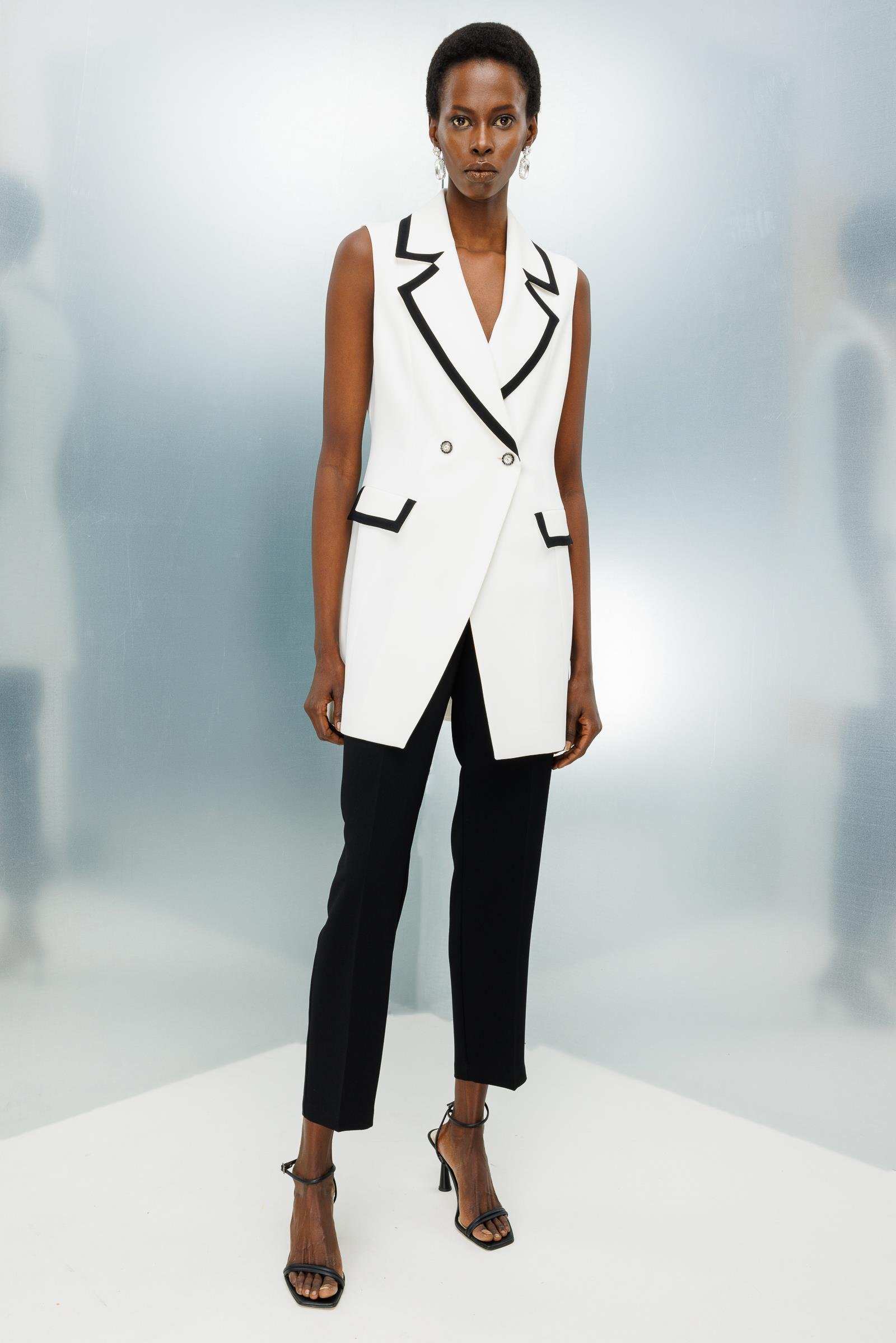 Modailgi  Enkürüsteli Kruvaze Yelek Ekru