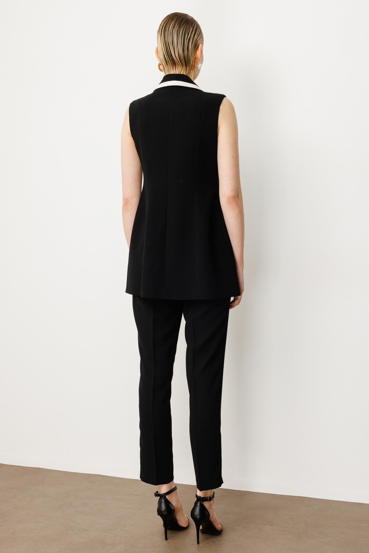 Modailgi  Enkürüsteli Kruvaze Yelek Siyah