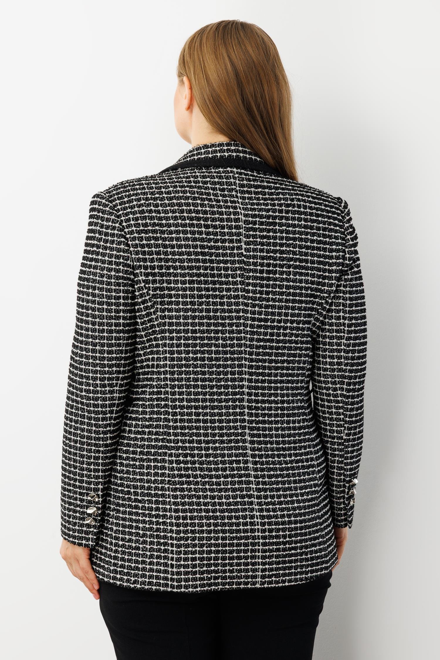 Modailgi  Enküstreli Mono Yaka Twit Kumaş Ceket SİYAH-BEYAZ