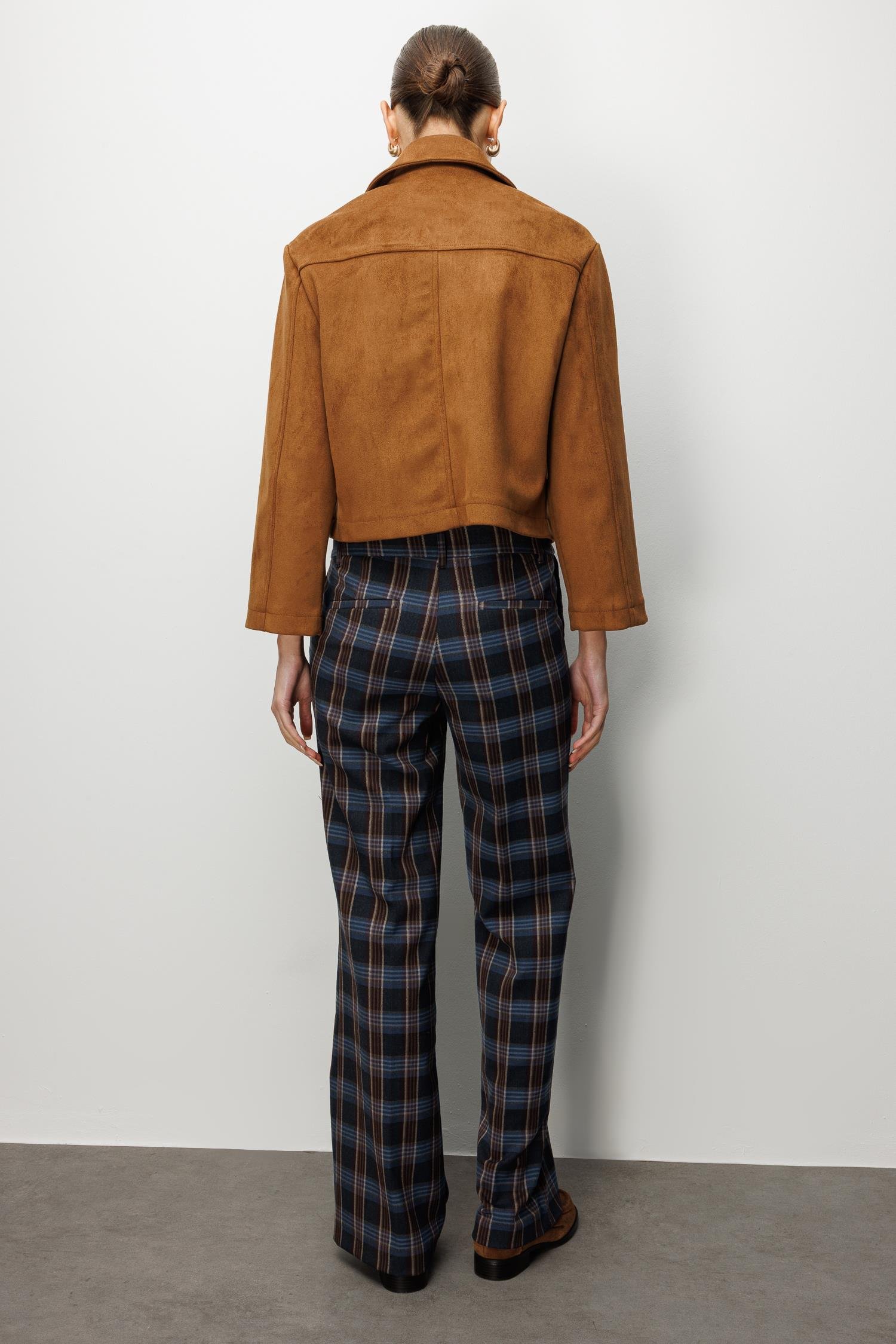 Modailgi  Erkek Yaka Fermuar Kapamalı Süet Mont Taba