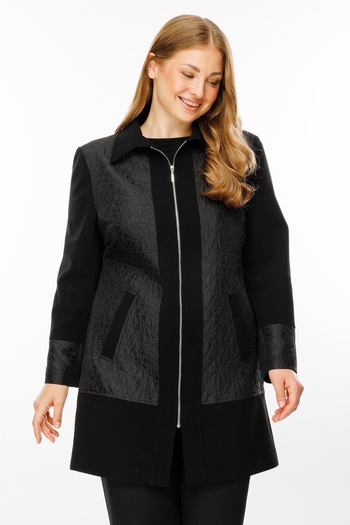 Modailgi  Erkek Yakalı Fermuarlı Kapitone Tunik Siyah