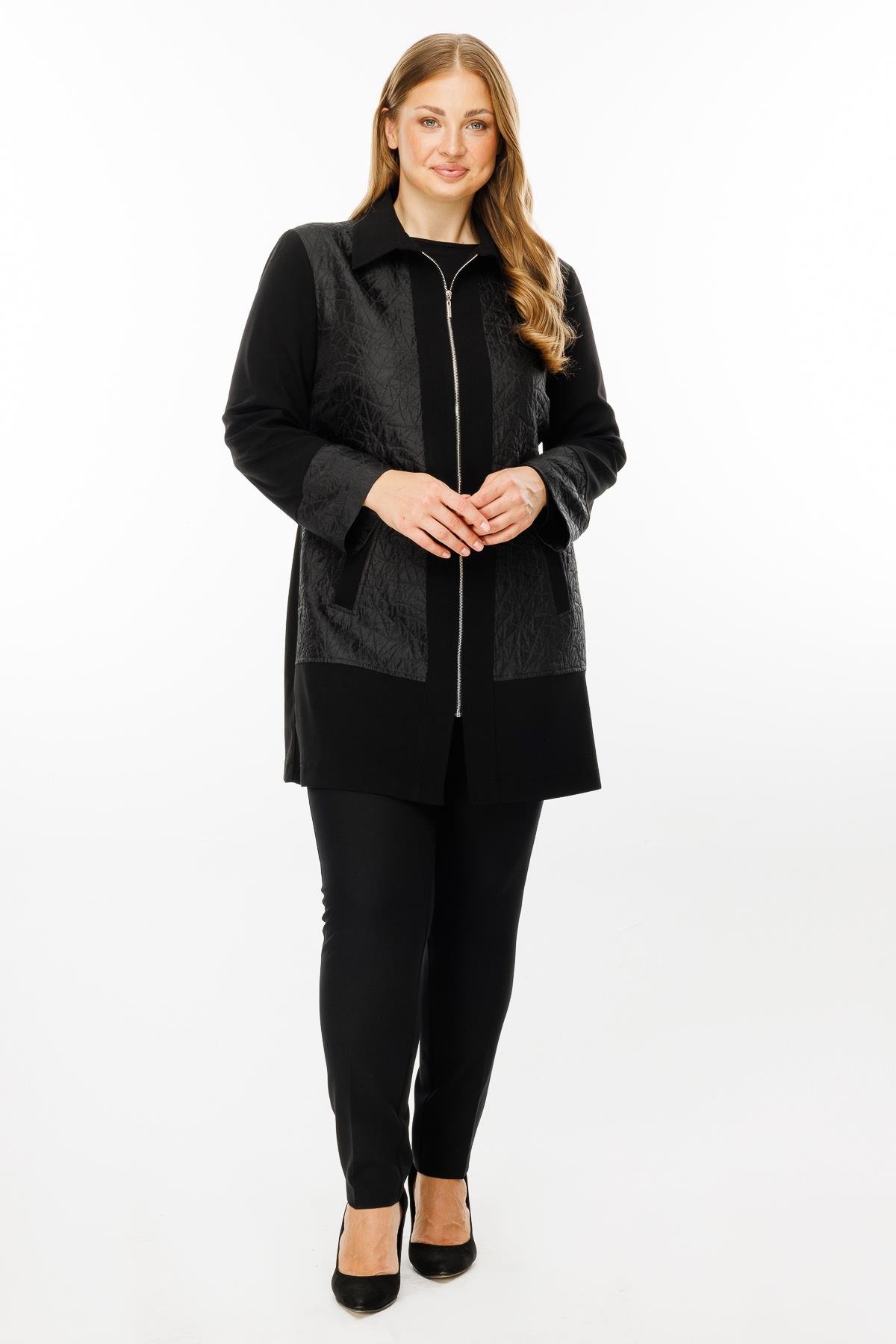 Modailgi  Erkek Yakalı Fermuarlı Kapitone Tunik Siyah