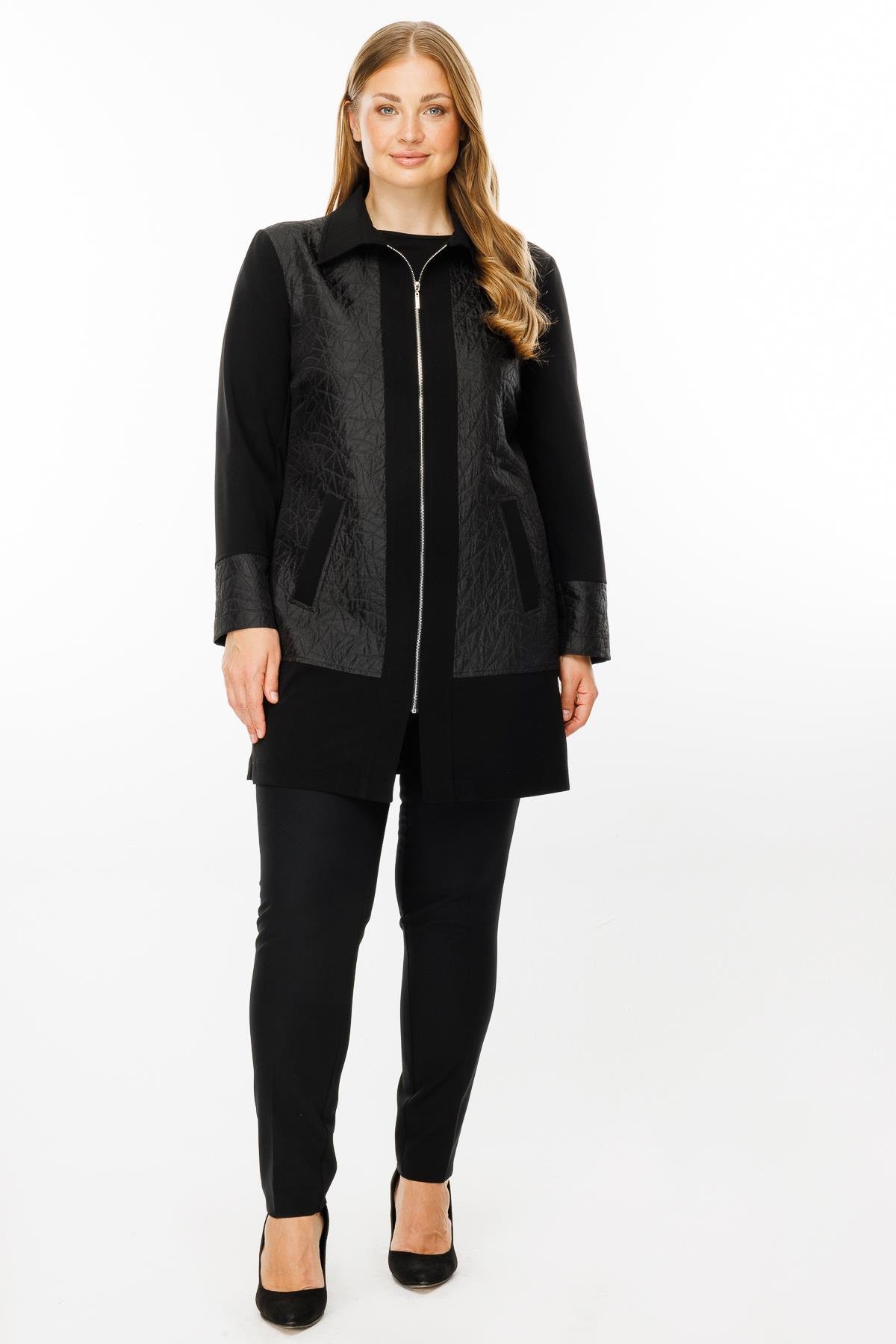 Modailgi  Erkek Yakalı Fermuarlı Kapitone Tunik Siyah